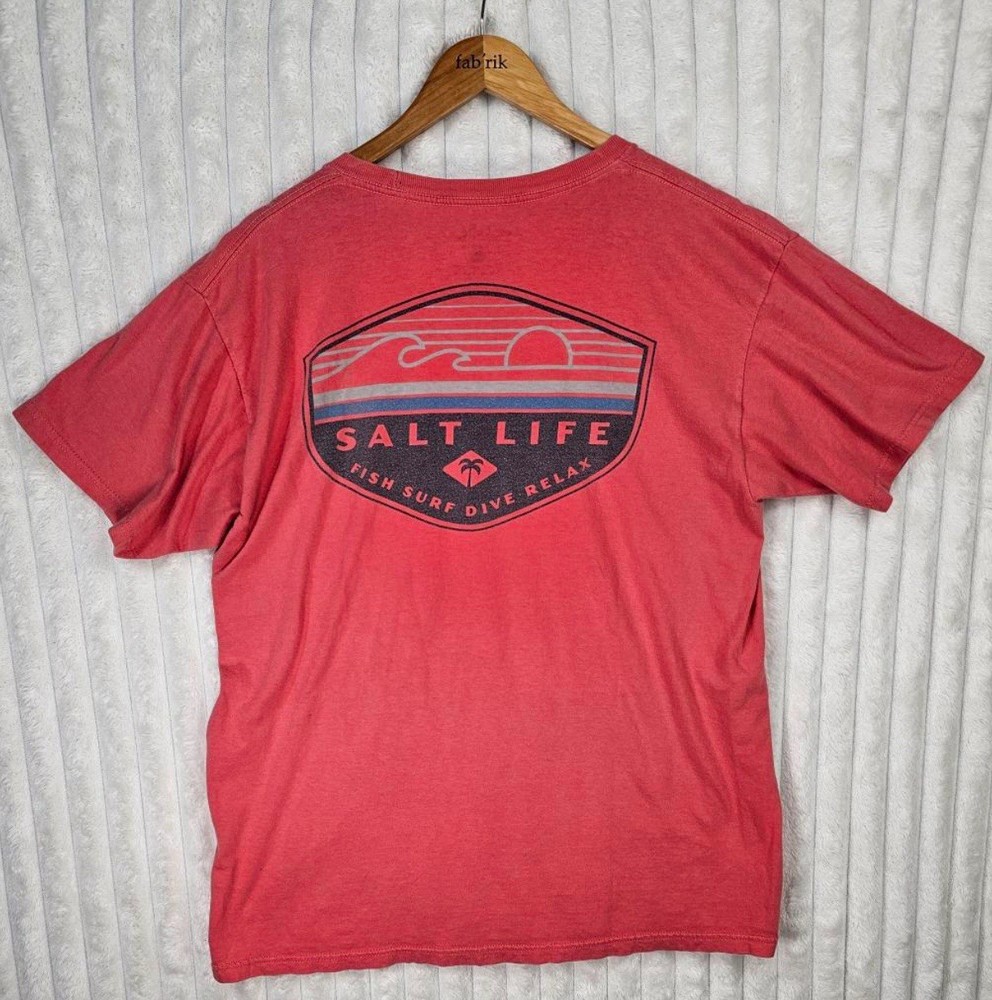 Salt Life Live Salty 100% Pre-Shrunk Cotton Fish, Surf, Dive, Relax Shirt Large