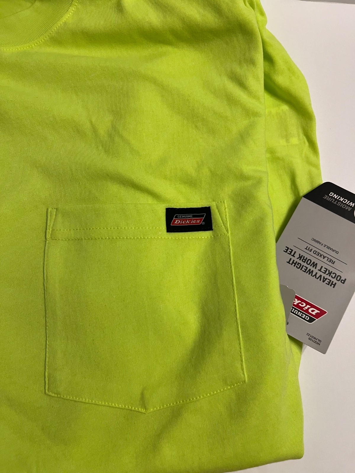 2 Brand New w/ Tags Dickies Fluorescent Yellow XL & L Pocket T-Shirt (1 of each) gallery