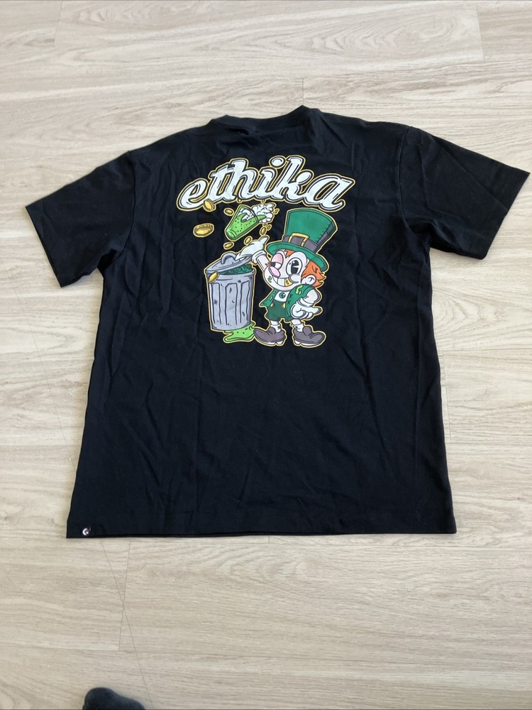 Ethika St. Patrick Irish Leprechaun Black Classic Fit T-shirt Mens Large