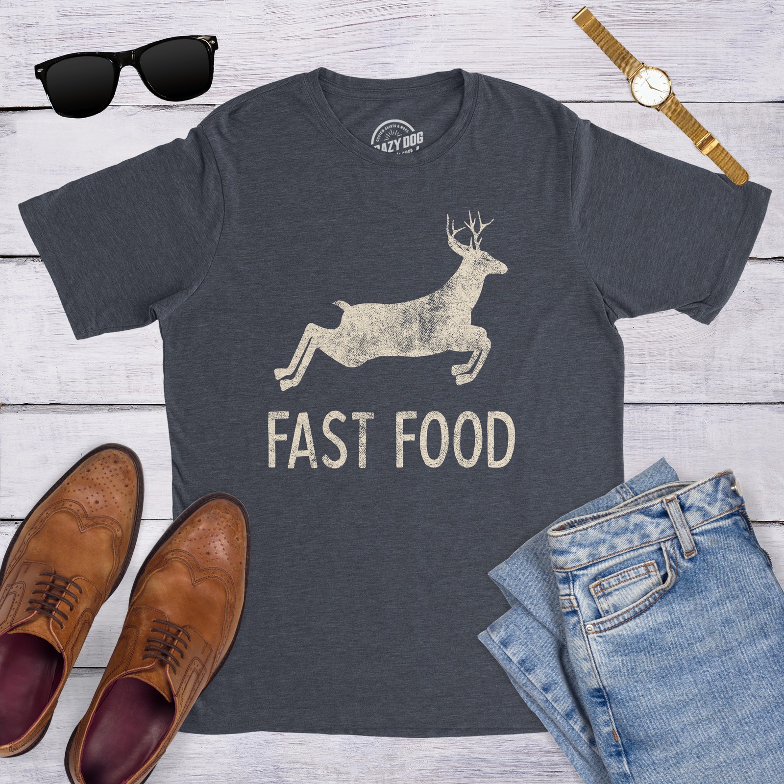 Mens Fast Food T Shirt Funny Deer Hunting Season Novelty Graphic Tee gallery