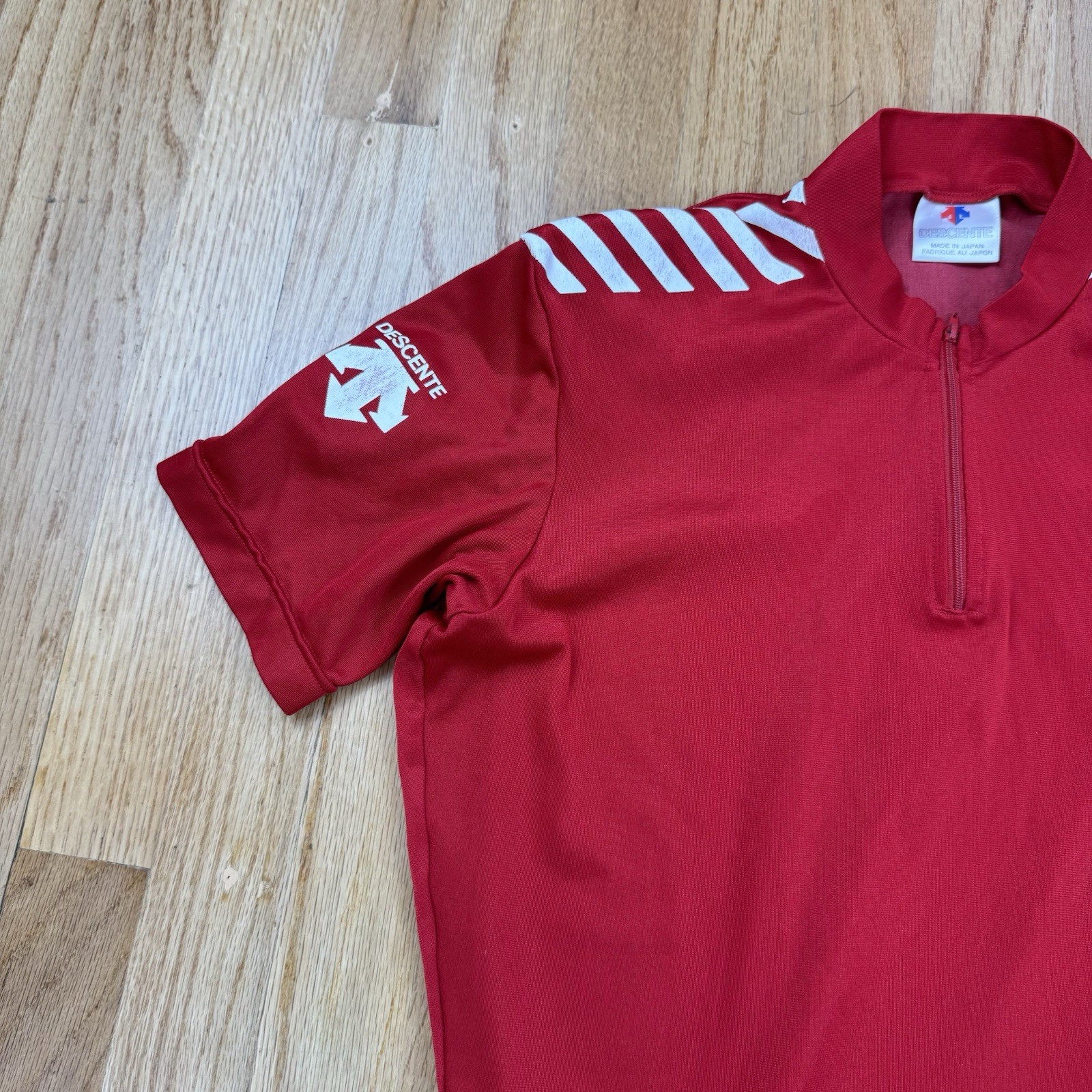 Vintage Descente Cycling Jersey Shirt Men's Red White Biking Made in Japan 90s gallery