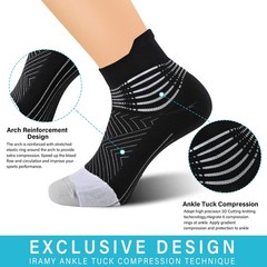 Compression Ankle Support Running Socks Coolmax Wicking Women 2 Pairs Quarter…