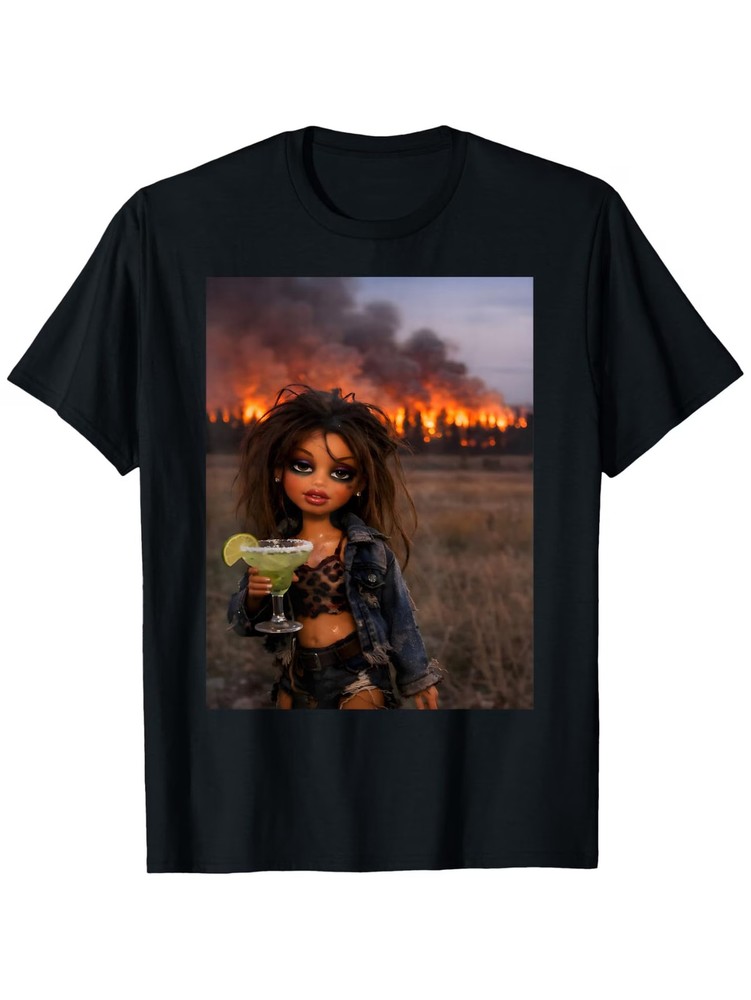 Distressed Doll Face Meme T-Shirt | Casual Loose Fit, Crew Neck, Slight Stretch