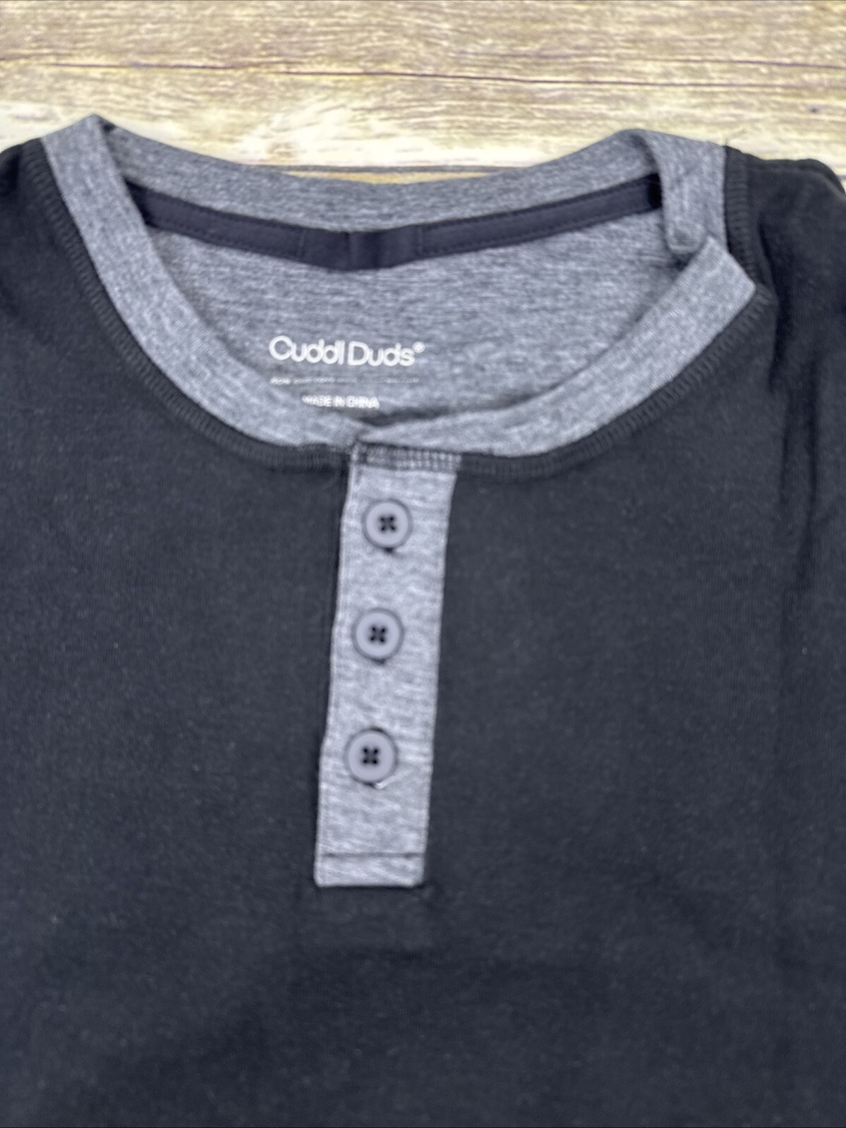 Cuddl Duds Mens Double Jersey Henley Shirt Mens Size L Black Long Sleeve QVC gallery