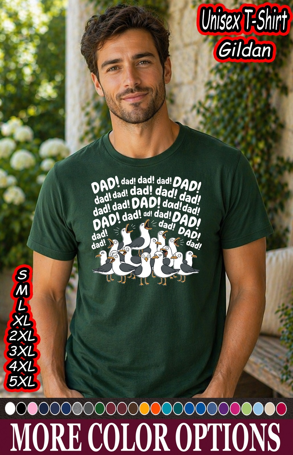 Funny Seagull Dad Shirt Fathers Day Gift Humor Graphic Tee gallery