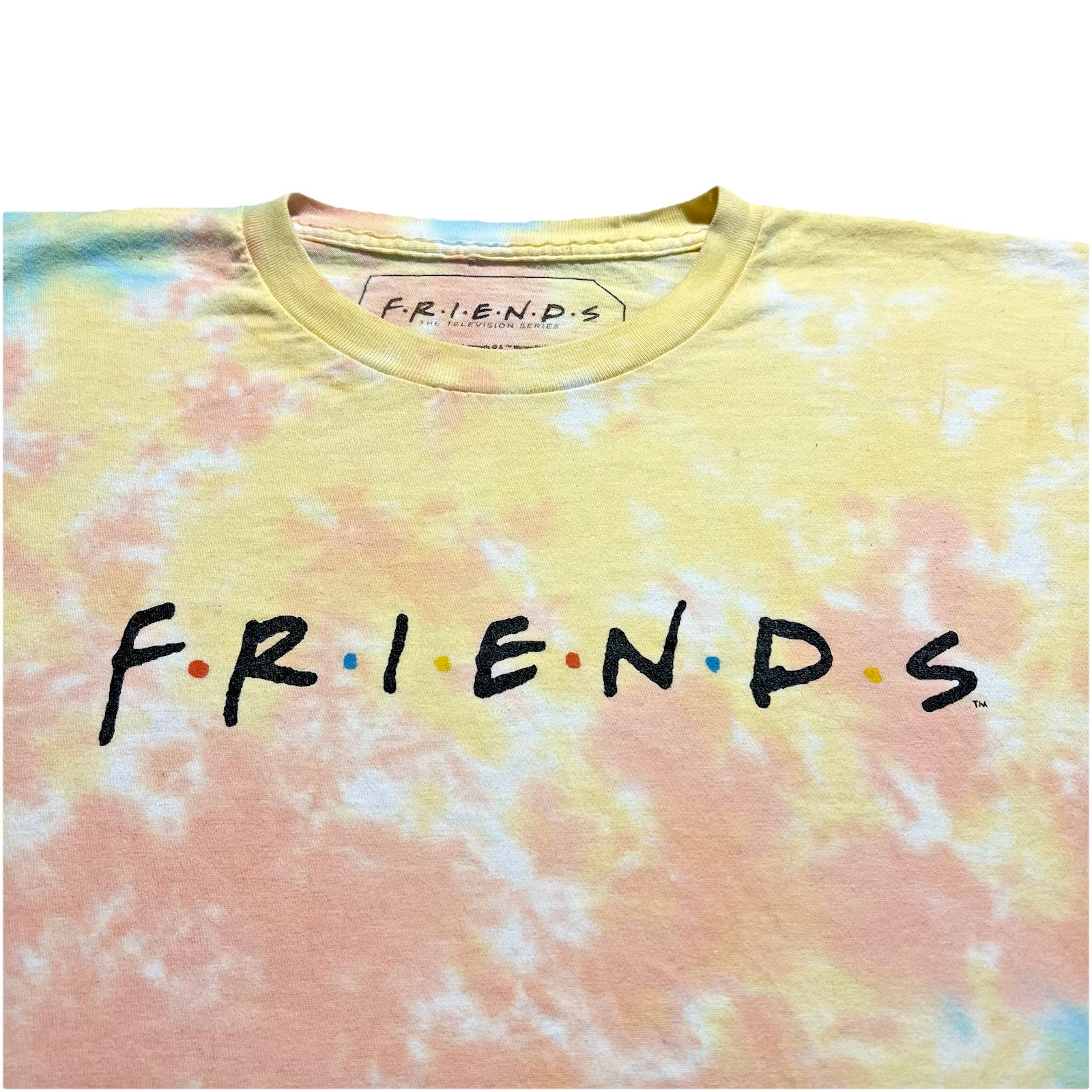 Friends T Shirt Mens L Colorful Rainbow Tie Die Retro 90s TV Show Logo Spell Out gallery