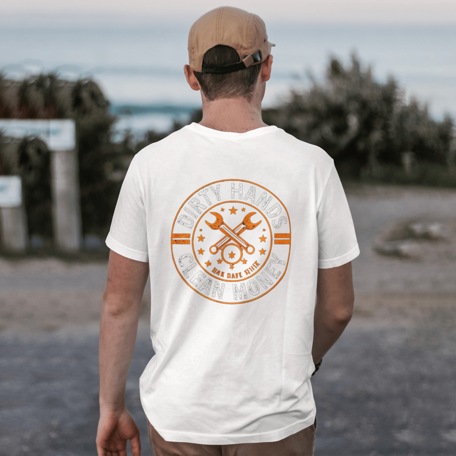 Dirty Hands Clean Money Shirt Blue Collar Work Mechanic Tee Back Print gallery