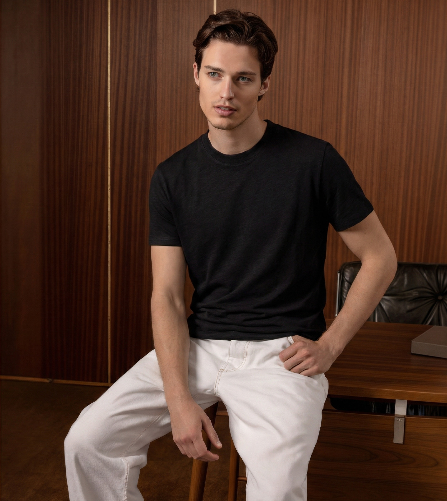 NEW Drive Shirt Linen Blend Summer Tee Black White Navy Crew Neck Made in USA