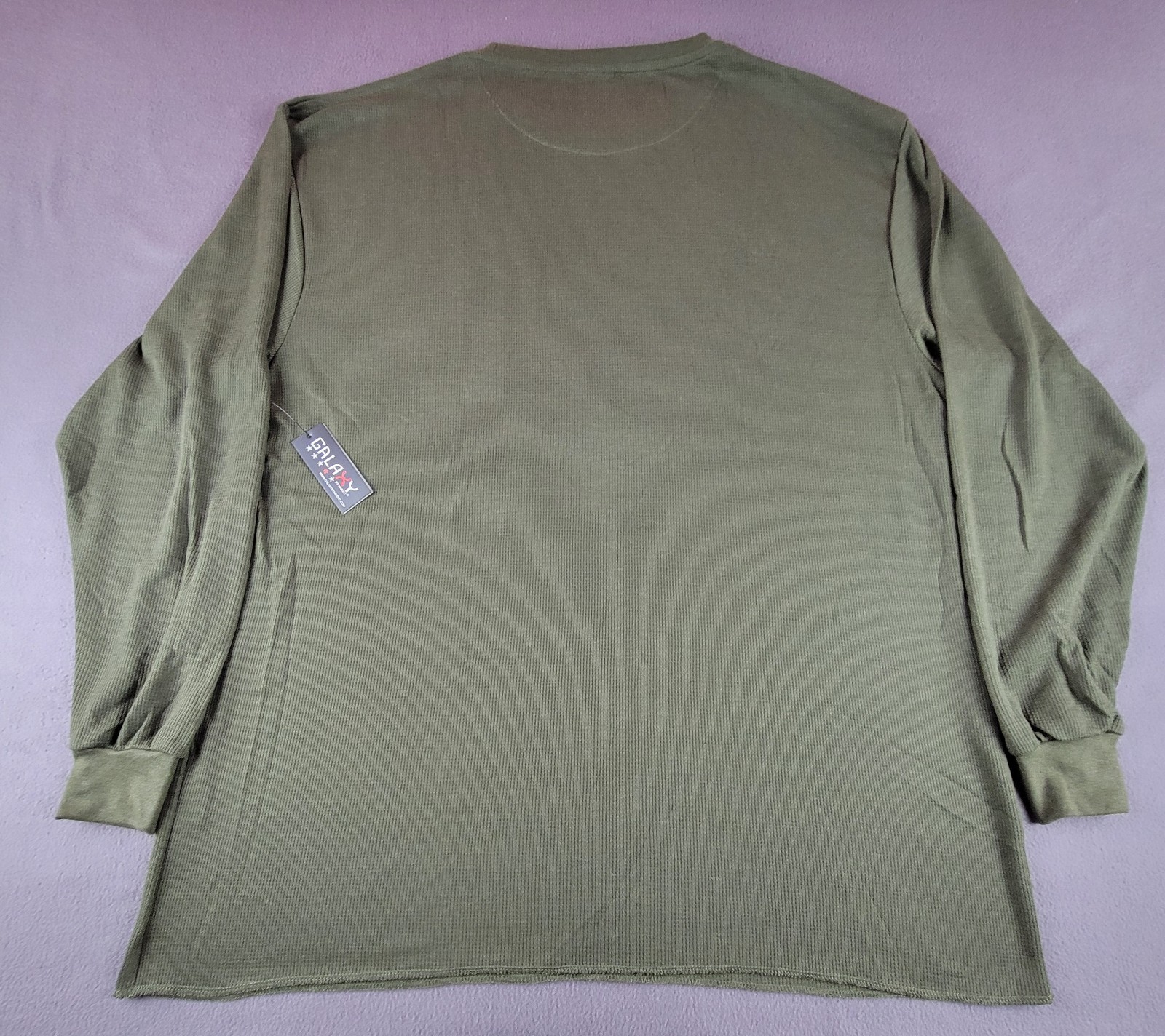 Galaxy Men's 5XL Green Waffle Thermal T-shirt Long Sleeve Cotton/Polyester gallery
