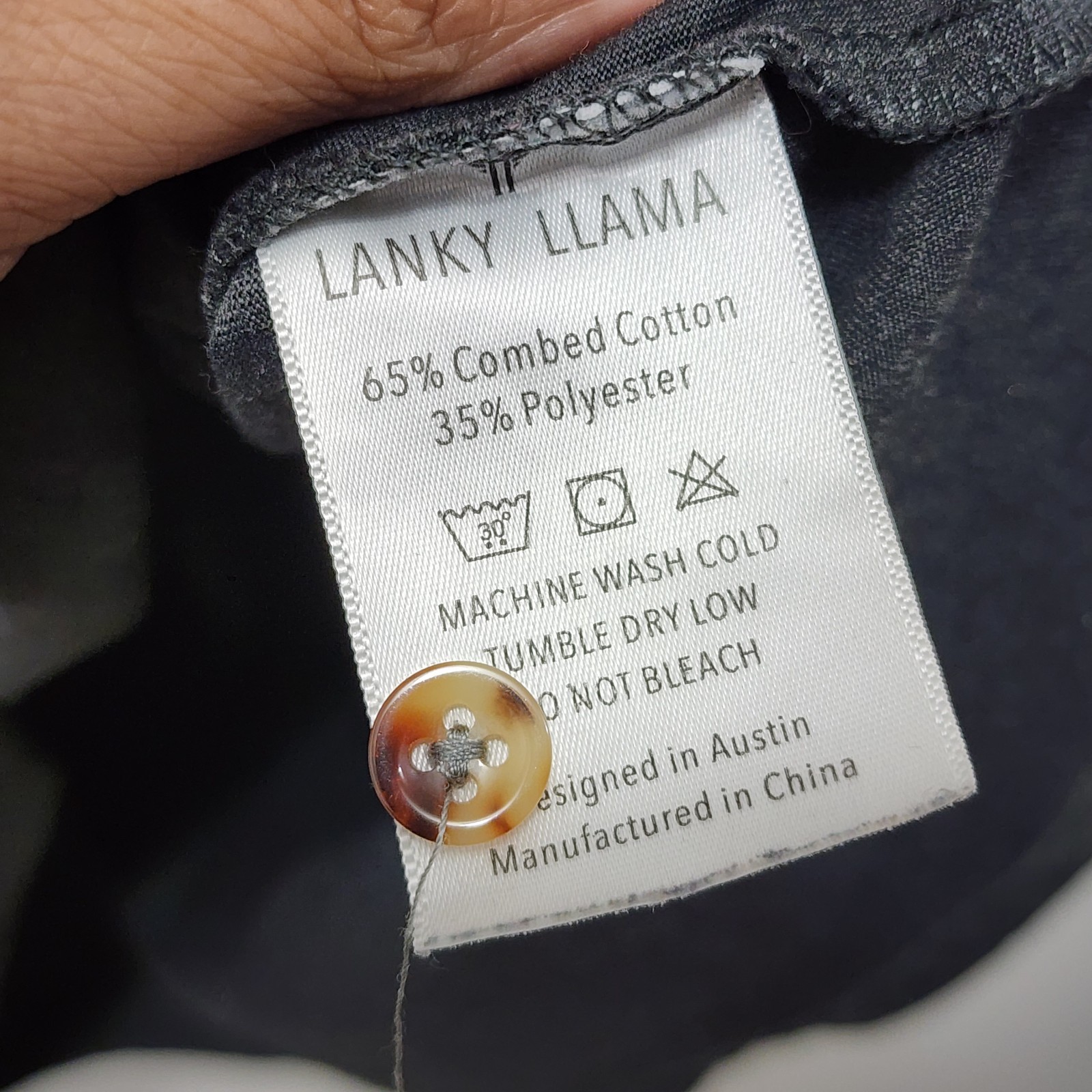 Lanky Llama Craftsman Henley Men's T-Shirt L Tall Slim Fit Knit Gray Polycotton gallery