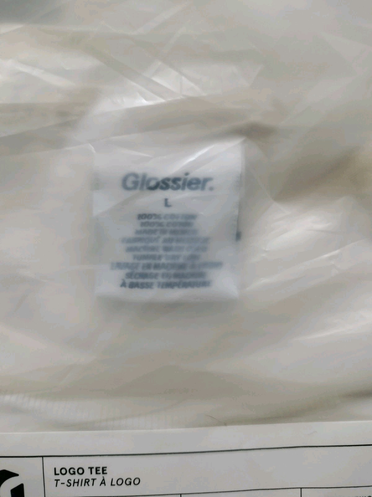 Limited Edition GLOSSIER Logo Tee T-Shirt Size L/Large White w/Blue Graphics NIP gallery