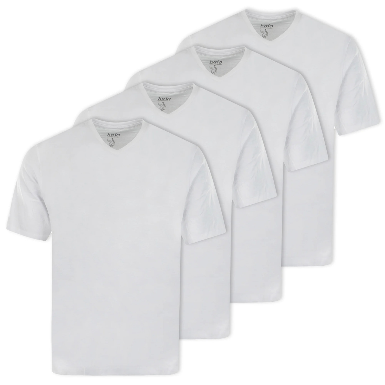hajo Men's T-Shirt, 4 Pack - Basic, Short Sleeve, V-Neck, Cotton, Plain... gallery