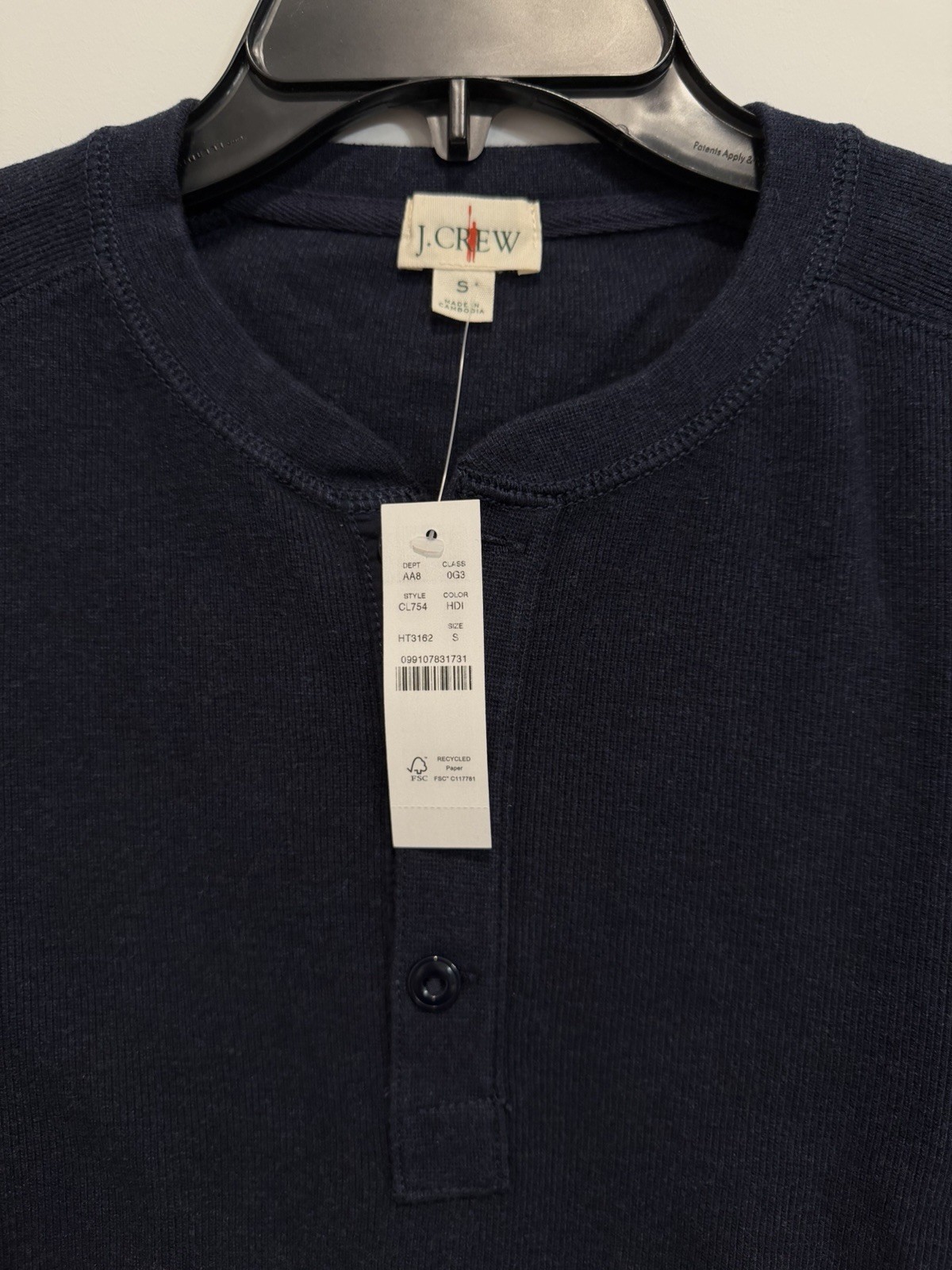J Crew Men Navy Jacquard rib-knit henley Size Small MSRP $98 gallery