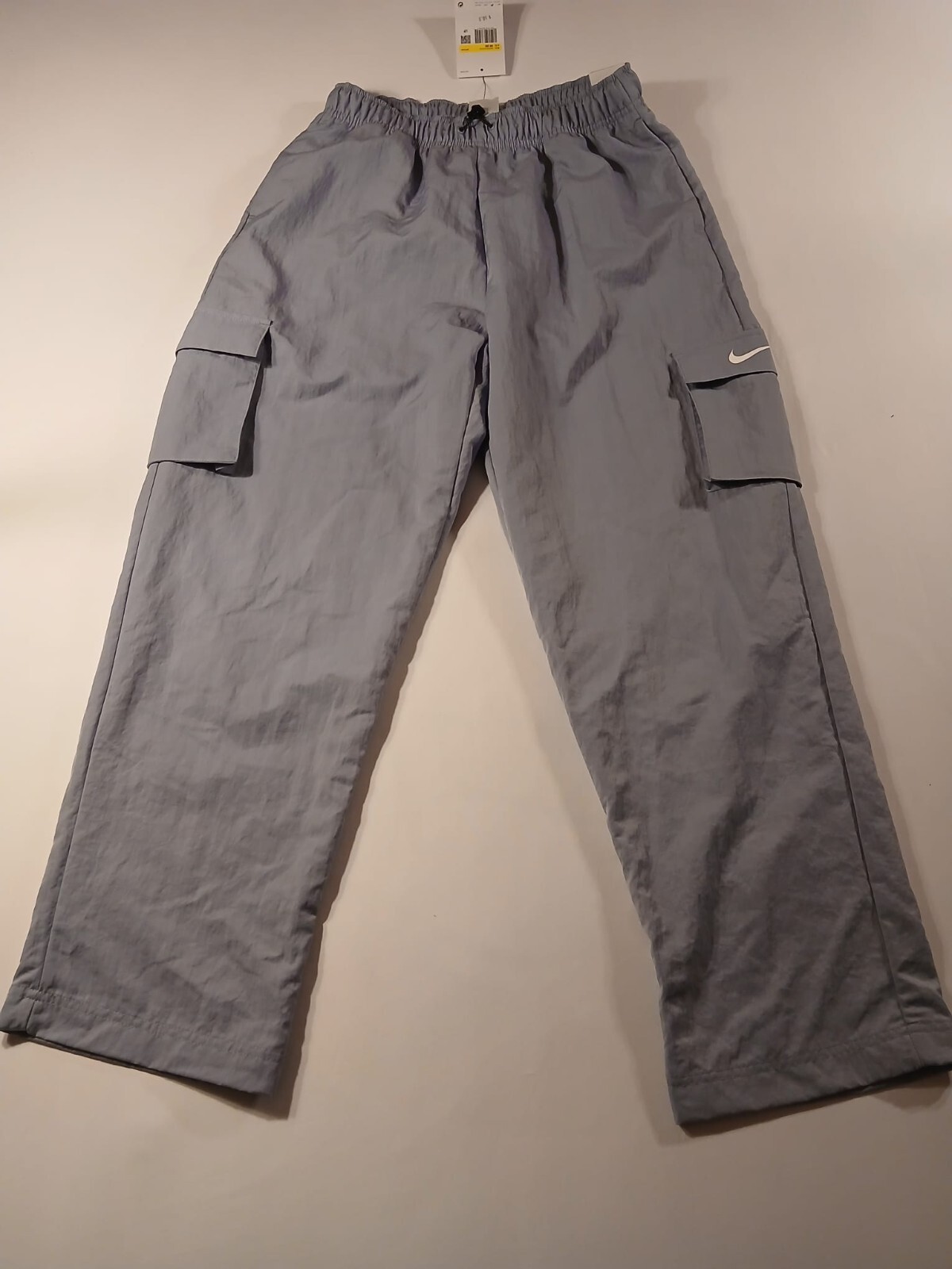 Nike Cargo Pant S Men Gray Swoosh Logo Straight Leg Drawstring DO7210-519 N75