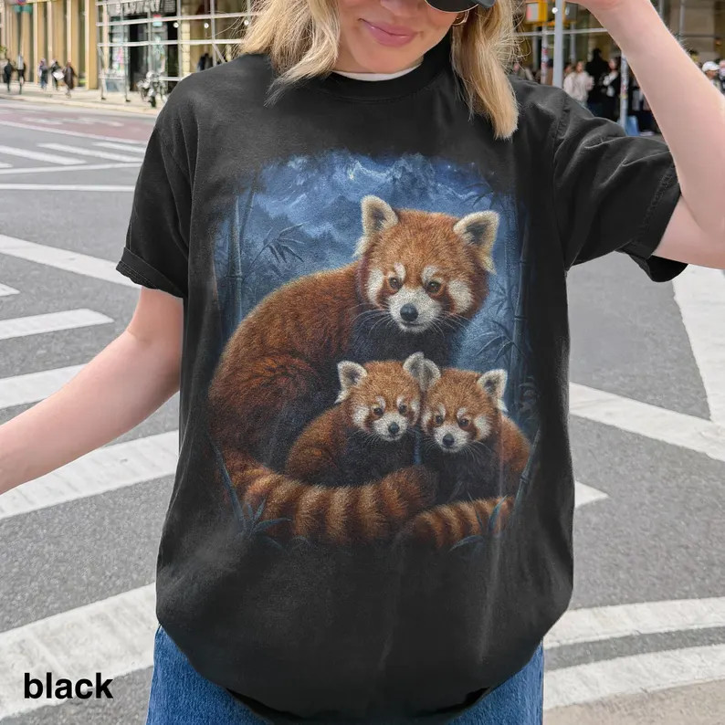 Vintage Red Panda Family Comfort Tee Soft Shirt Gift Animal