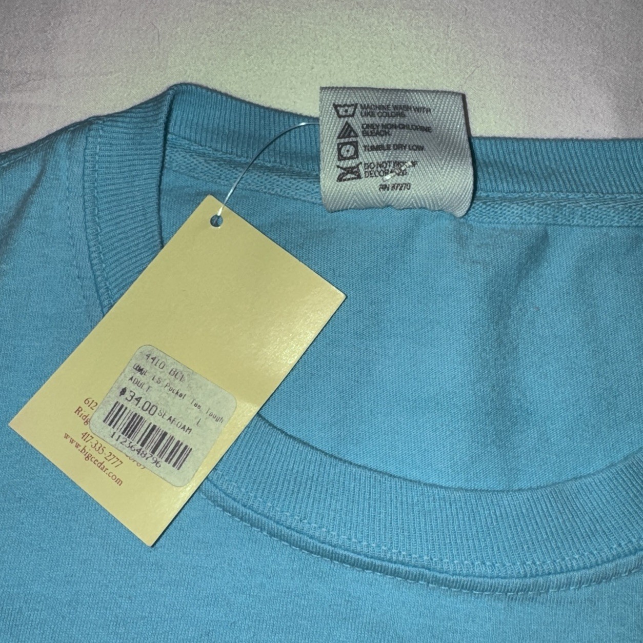 Comfort Colors Long Sleeve Pocket T-shirt 4410 Large Big Cedar Lodge NWT gallery