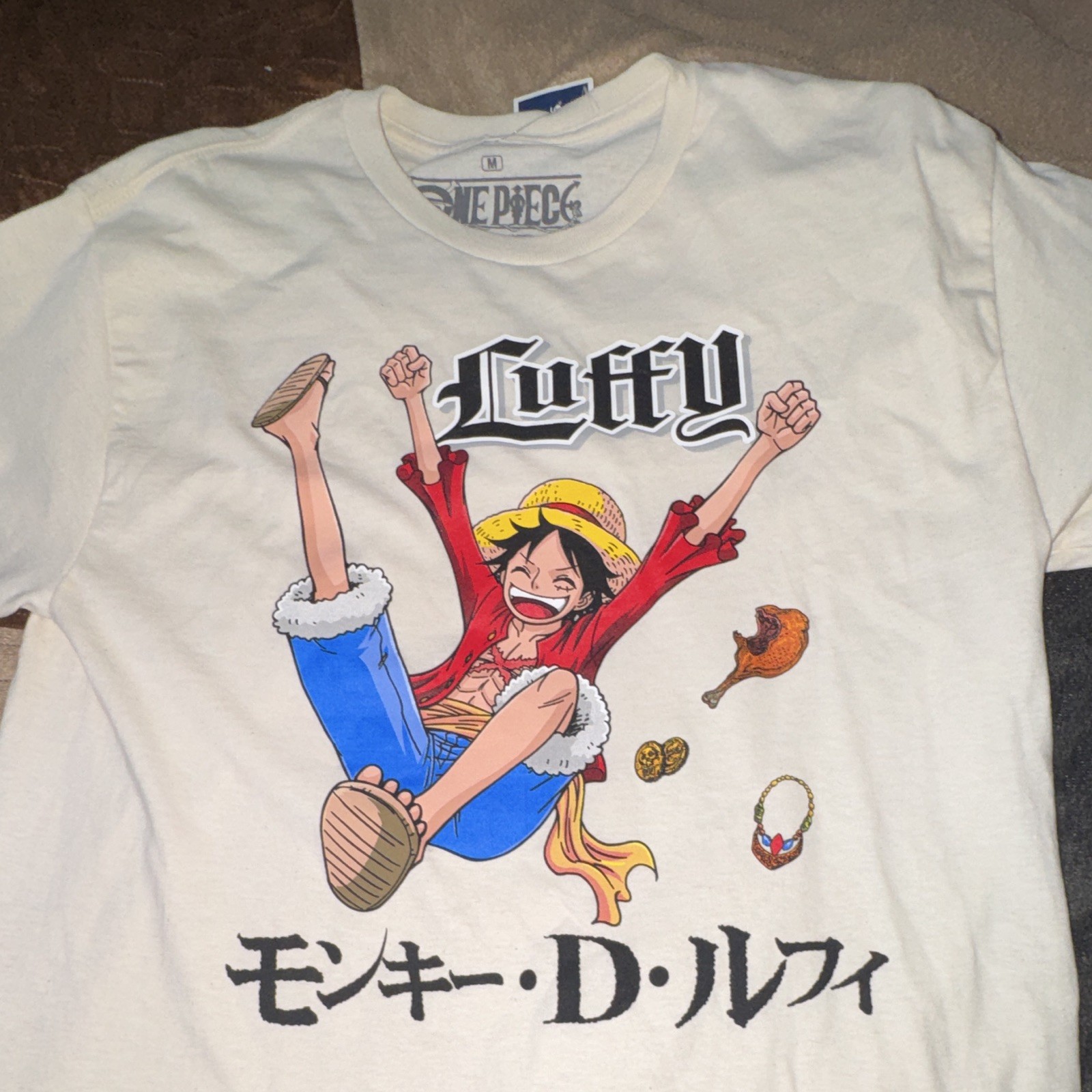 NEW One Piece Monkey D. Luffy Graphic Logo Men's White T-Shirt Size M Cotton gallery