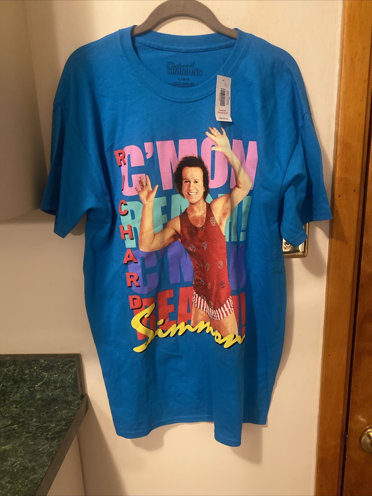 Richard Simmons C'mon Reach Shirt Blue Size Large Spencer's Tshirt Exercise New gallery