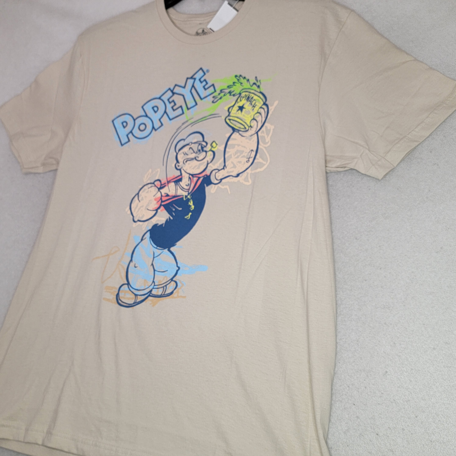 POPEYE THE SAILOR MAN Shirt Mens Extra Large XL Beige Casual Coloring Book NWT gallery