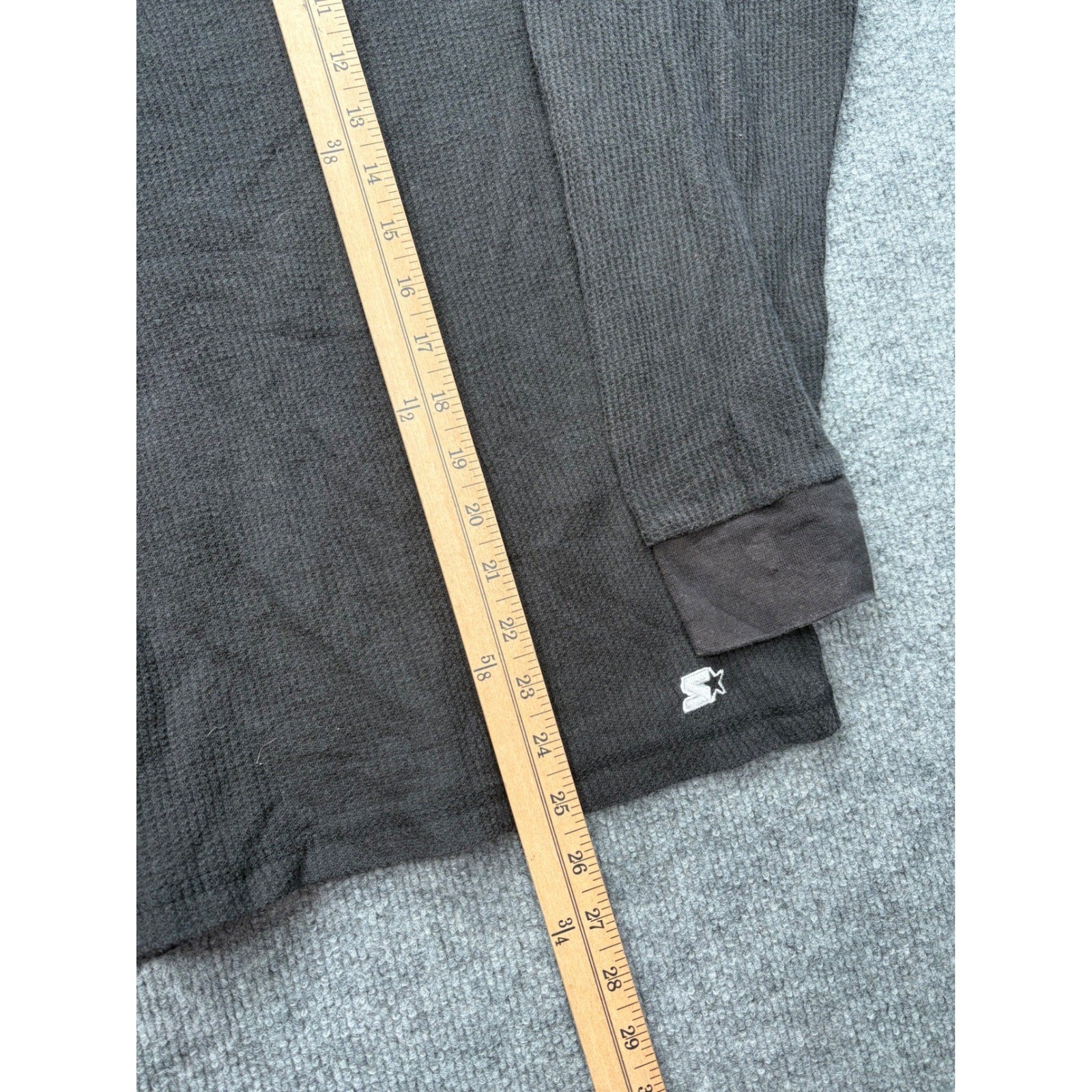 Starter Black Label Mens XXL Black Waffle Knit Thermal Long Sleeve Shirt gallery