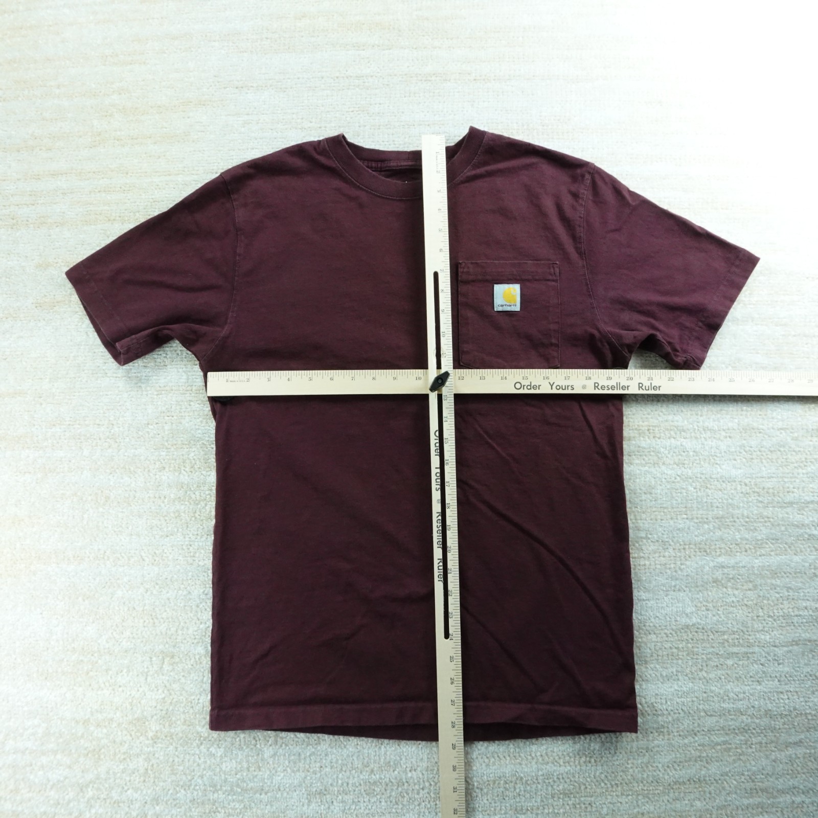 Carhartt Shirt Mens Small Burgundy Loose Fit Pocket Cotton T-Shirt K87 gallery