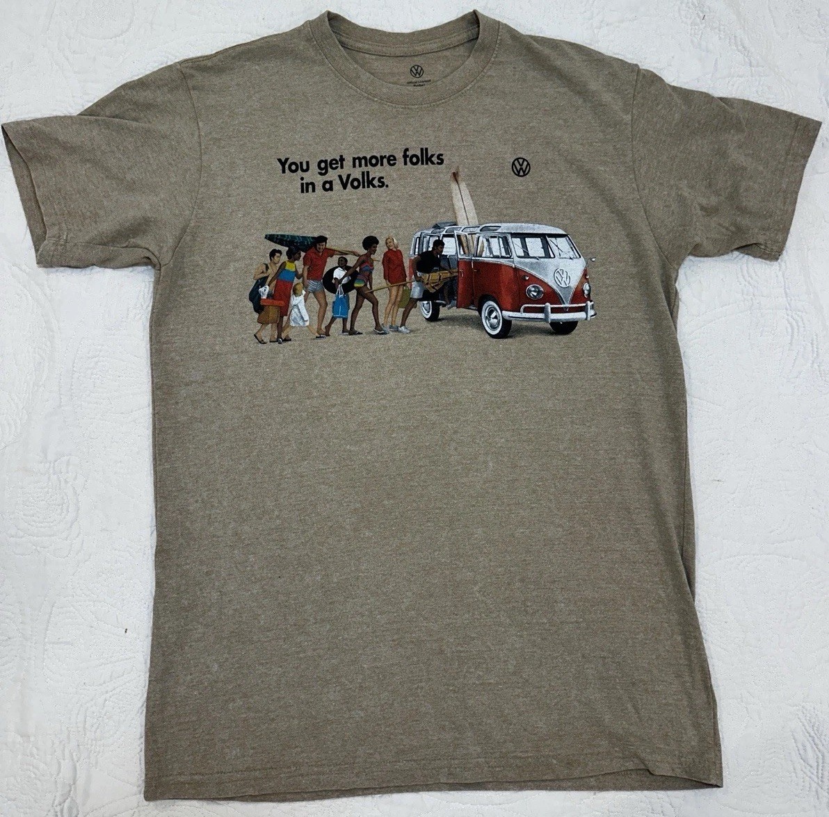 VW Volkswagen Licensed “You get more folks in a Volks” T-Shirt Tee Size L EUC