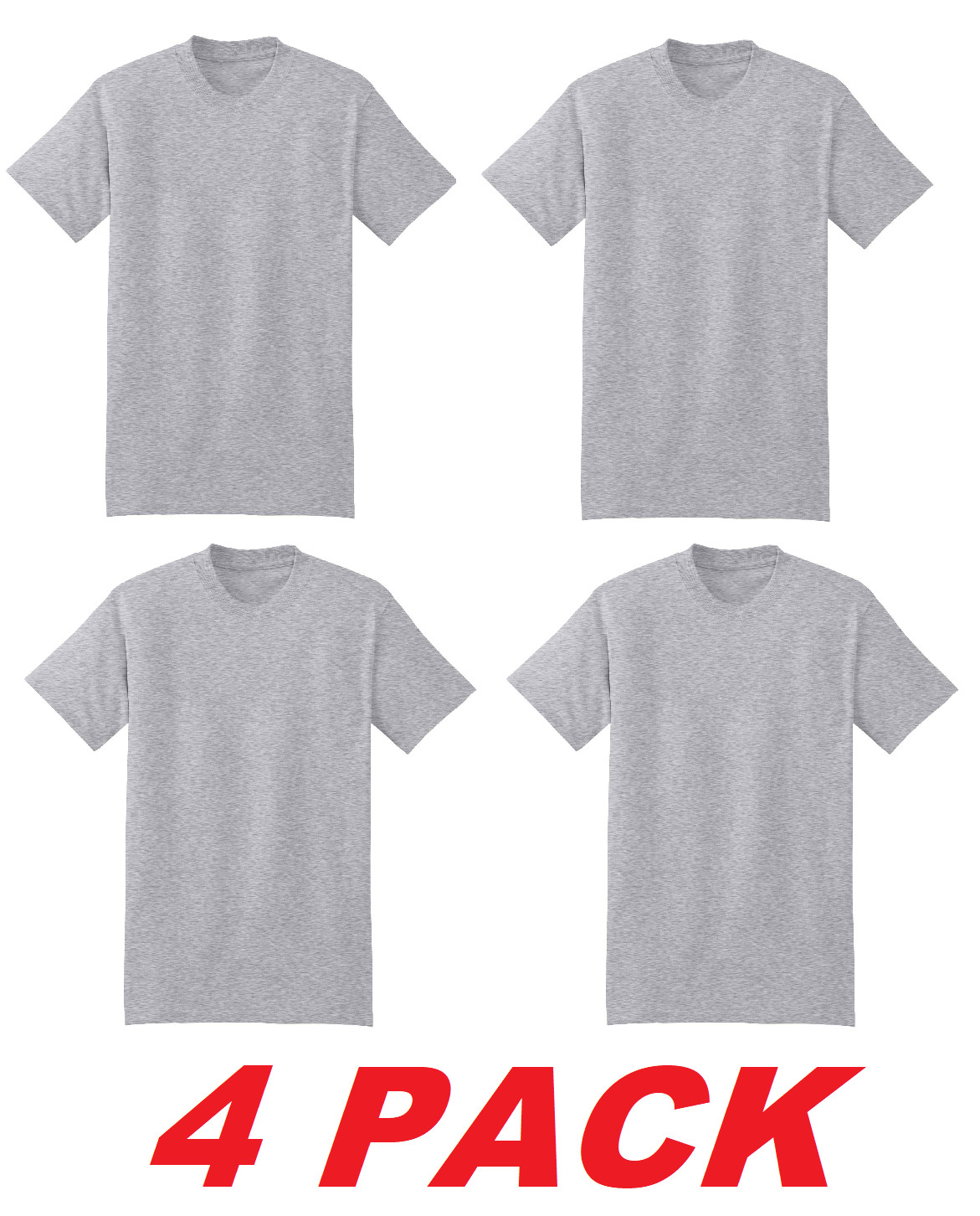 Men's Hanes Beefy-T Short Sleeve Light Steel Grey Cotton T-Shirt 5180 S: 3XL 4PK gallery