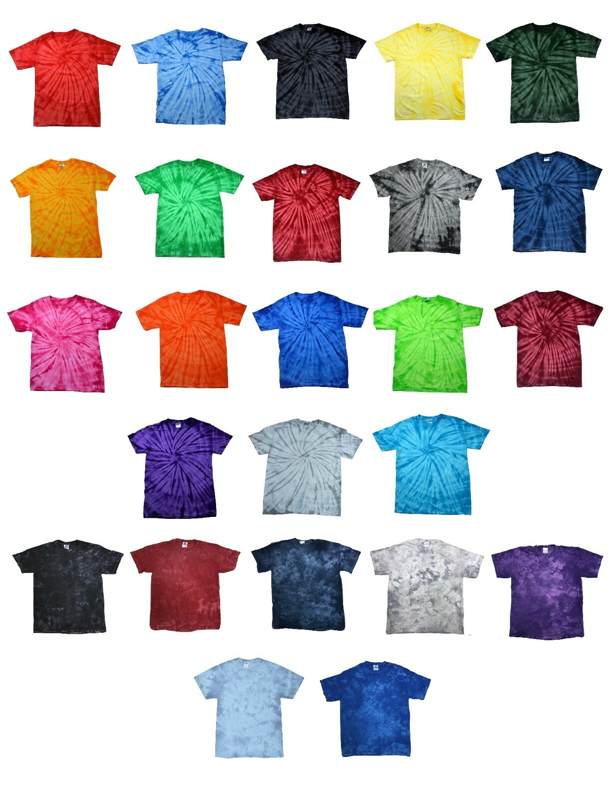 Tie Dye T-Shirts Plain Colors Kids and Adult Colortone 100% Cotton gallery