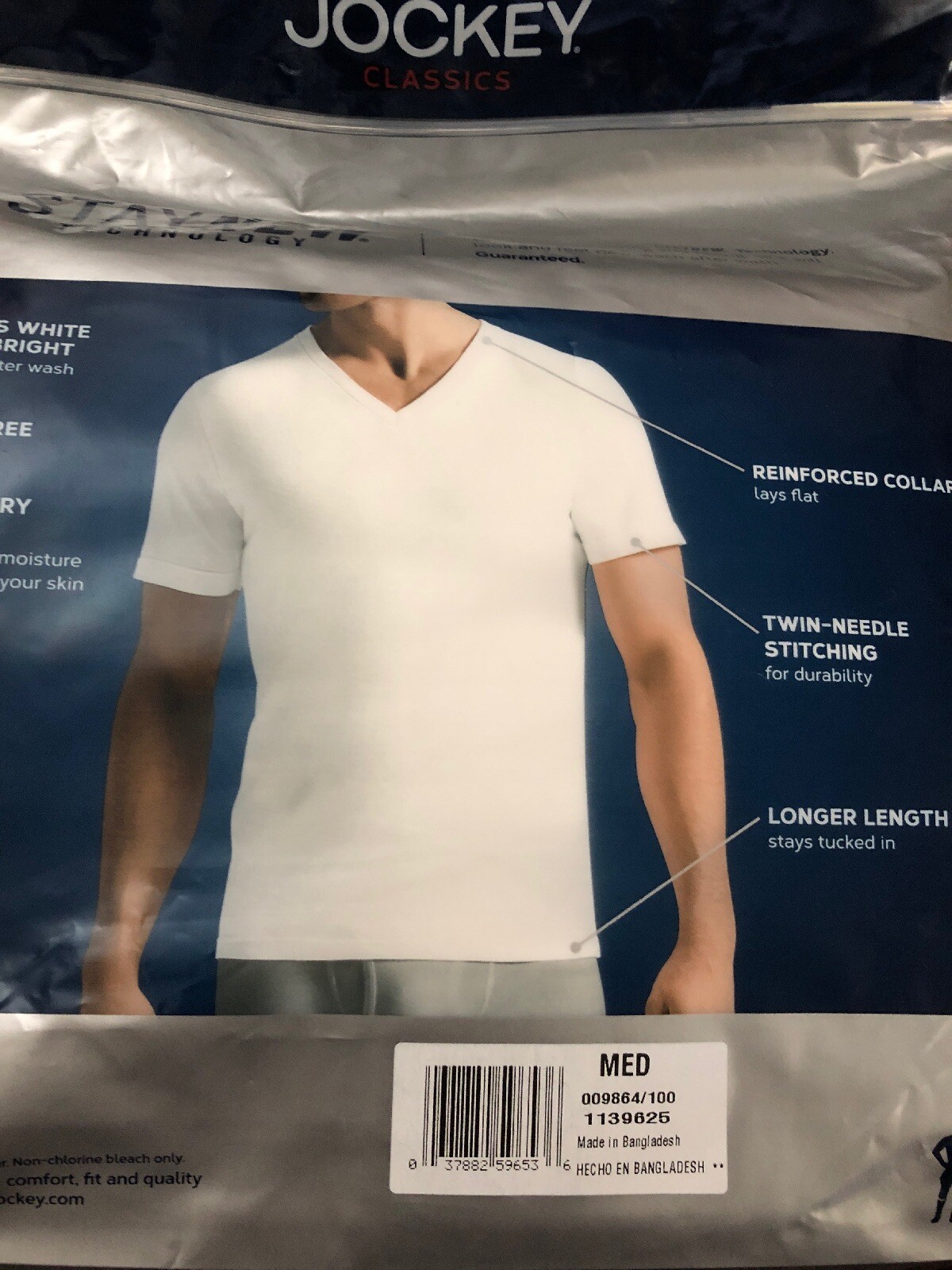3X4 PACK Jockey Men's V Neck T-shirts Size SMALL 34 in - 36 in White Tag Free gallery