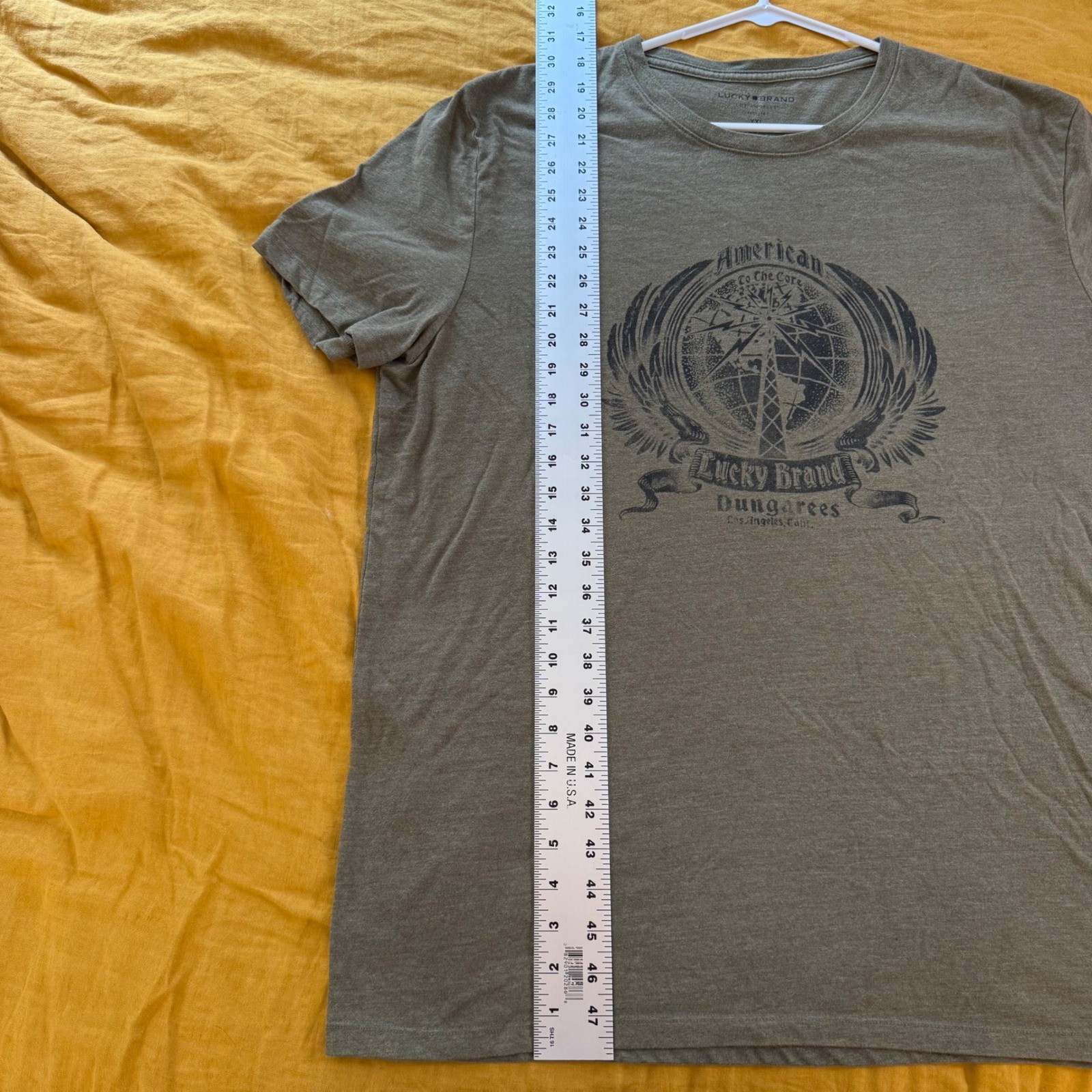 Lucky Brand Mens XXL Olive Green Heathered American To The Core Graphic T-Shirt gallery