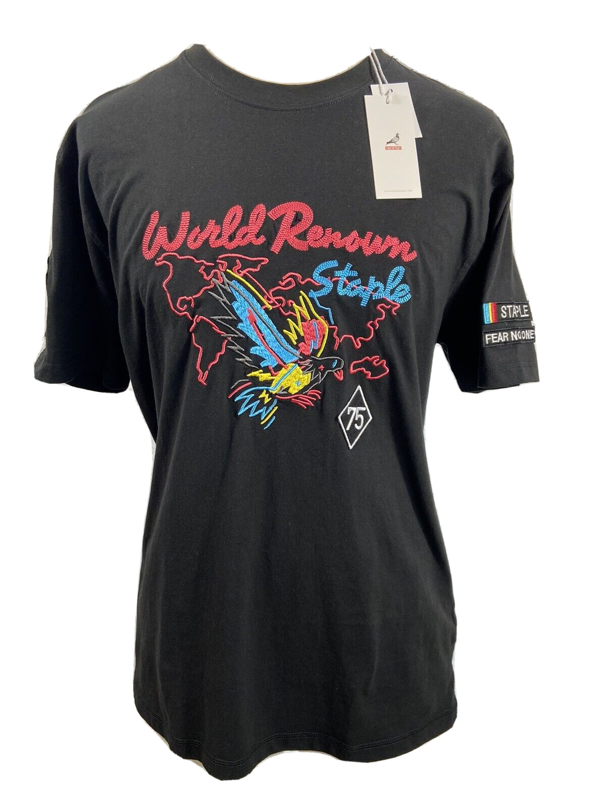 STAPLE WORLD RENOWN 75 Pigeon Men’s 2XL Black Graphic Shirt Skater MSRP $42