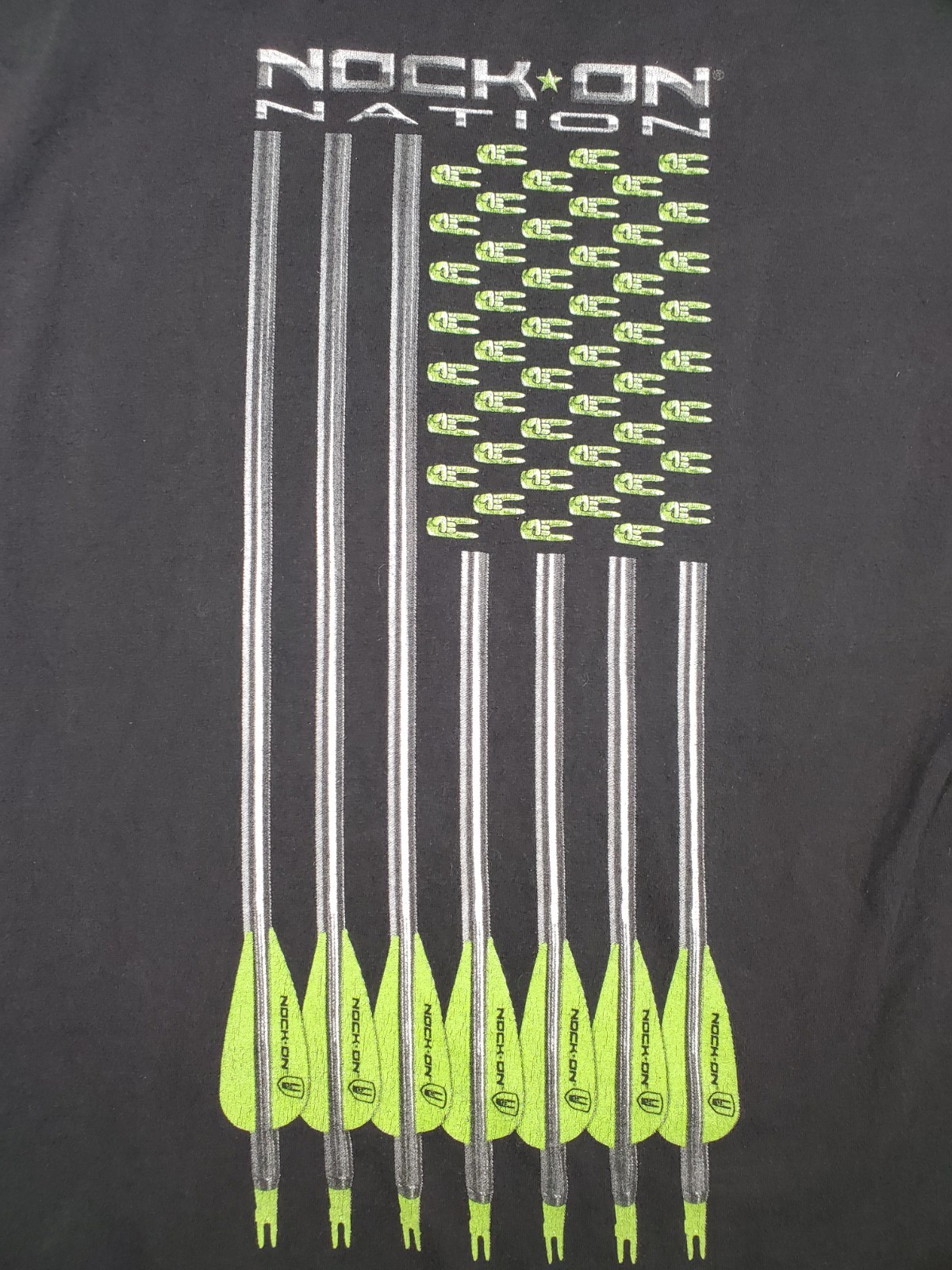 Vintage Nock On Archery T-shirt Size Large Hunting Outdoors Arrows Grenn Black gallery
