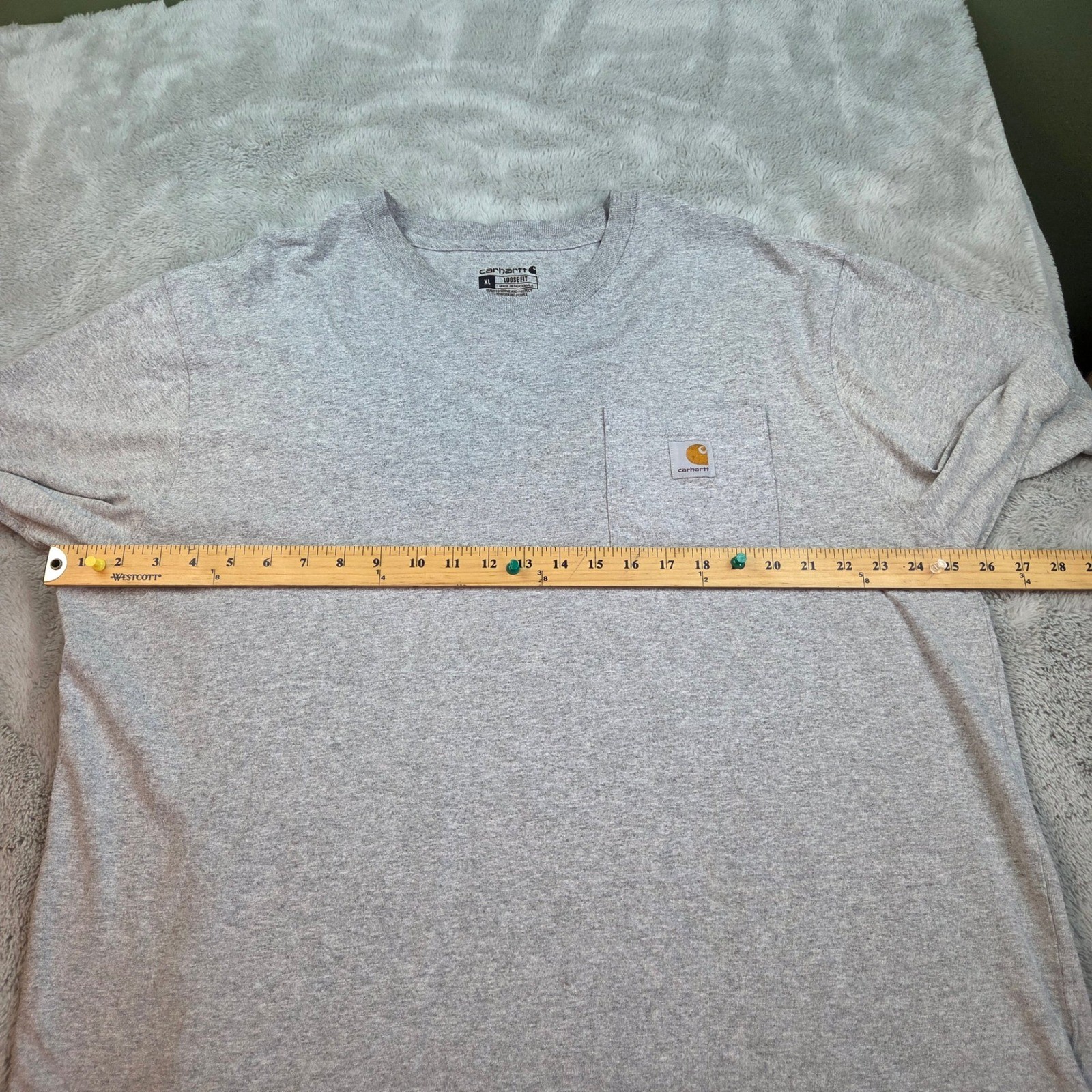 Carhartt Tee Mens XL Loose Fit Short Sleeve Pocket Heather Gray 100% Cotton gallery