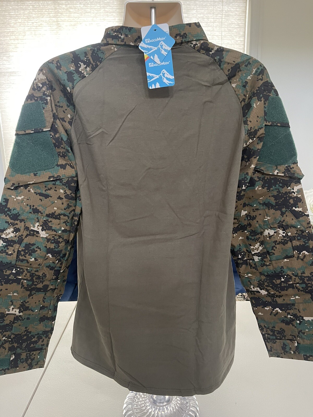 MAGCOMSEN Men's Tactical Military 1/4 Zip Camo Long Sleeve Shirt Men's XL Green gallery