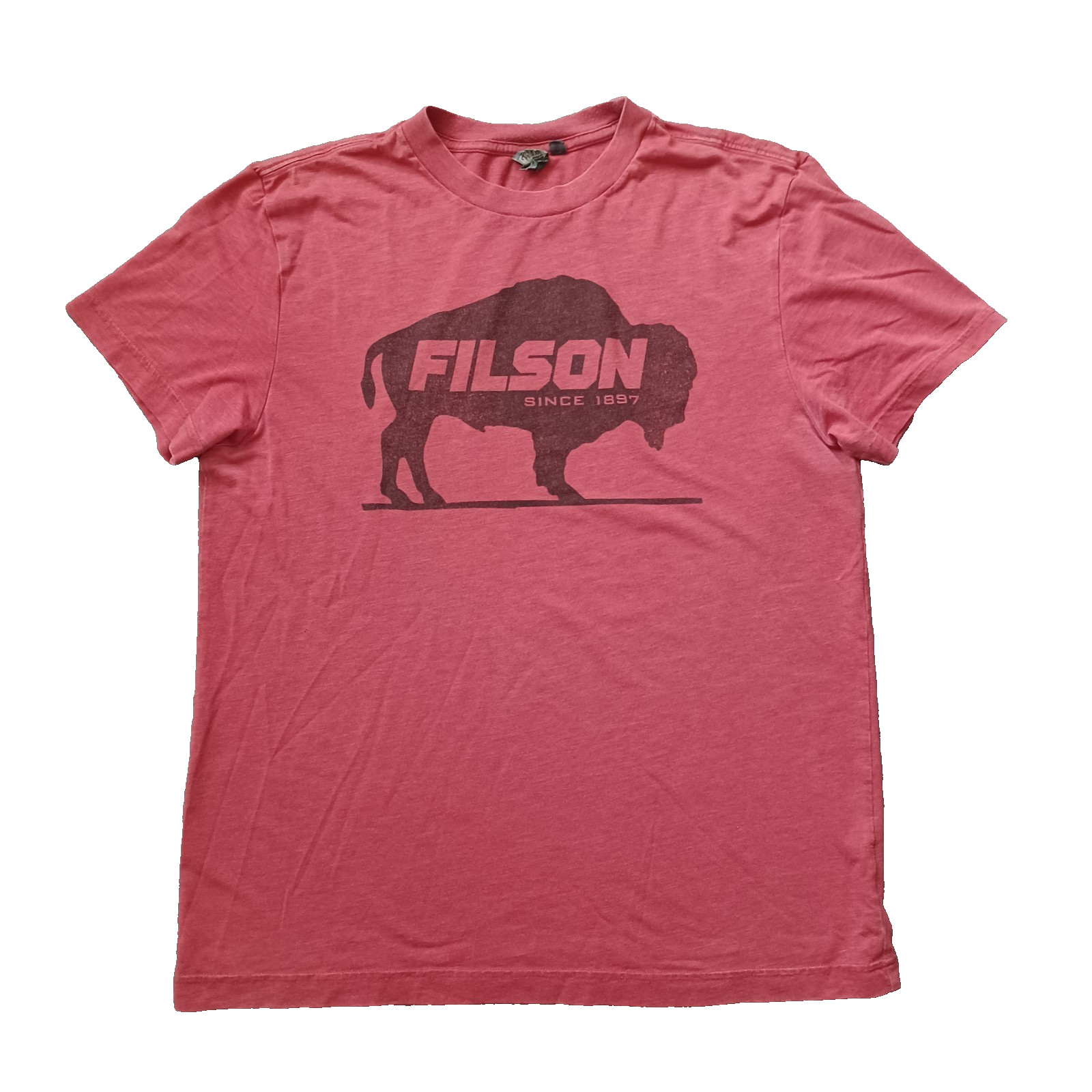 Vintage Filson Alaskan Outfitters T Shirt Mens Medium Cardinal Red Bison Logo gallery