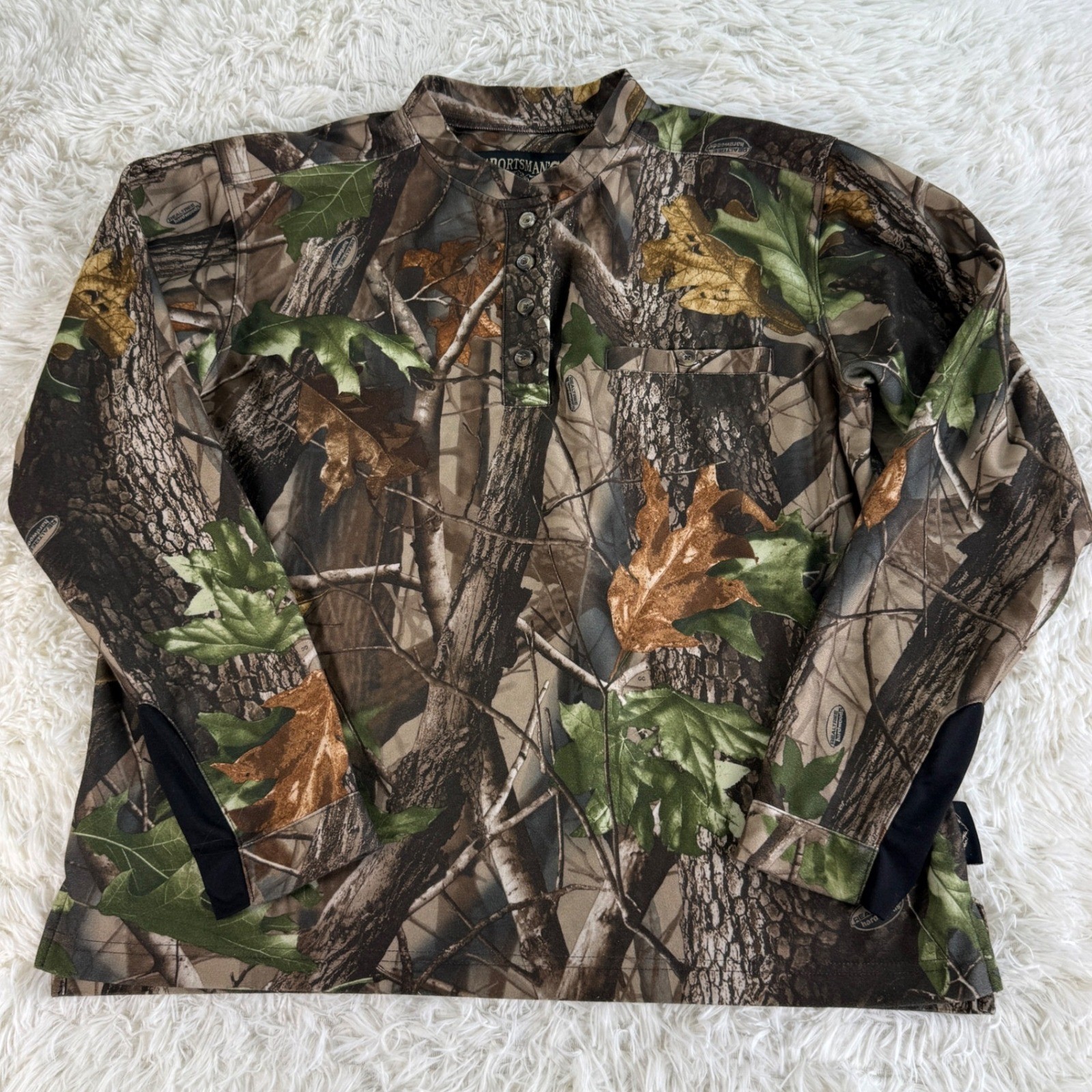 Sportsmans Warehouse Realtree Hardwoods Camo Henley Shirt XL Hunting Outdoors gallery