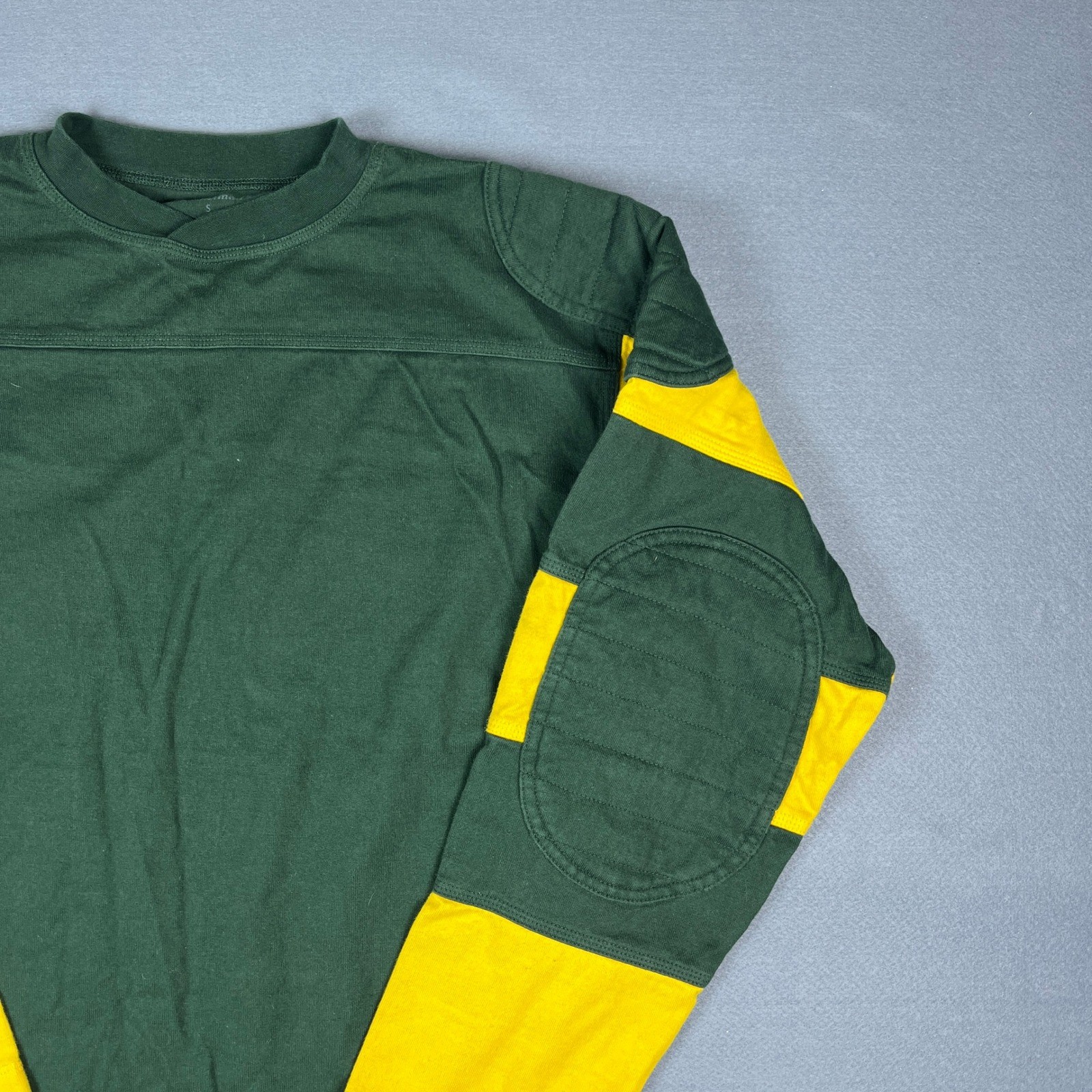 J Peterman Mens Green Yellow Quilted Patch Long Sleeve Rugby Jersey Shirt S gallery