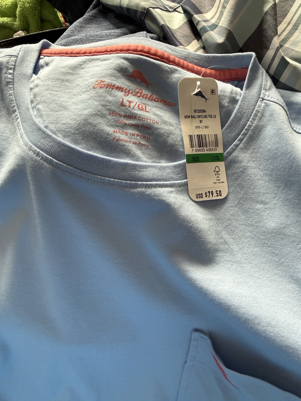 Tommy Bahama Light Sky New Bali Skyline Crew-Neck Long Sleeve Pocket Shirt LT gallery