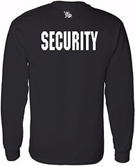 Security Long Sleeve T-shirt Front & Back Print Black