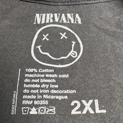 Nirvana Floral Smiley Face Logo Graphic Print Black 2022 T Shirt Mens Size 2XL