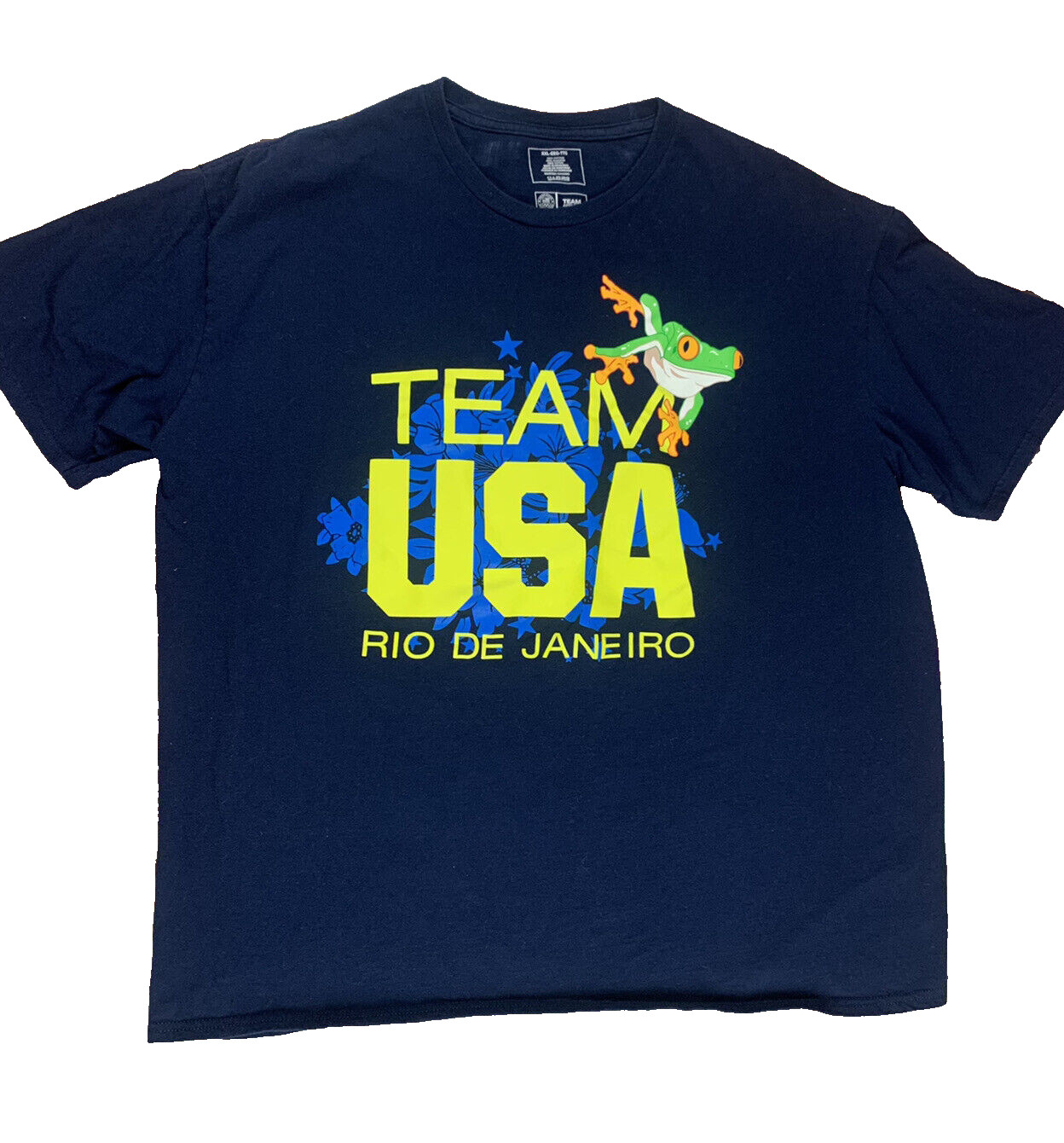 Rio De Janeiro T Shirt Mens 2XL Blue Mens Team USA Frog