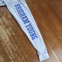 Brigham Young Cougars Unisex Tee Gray Long Sleeve Large Hanes BYU Provo UT