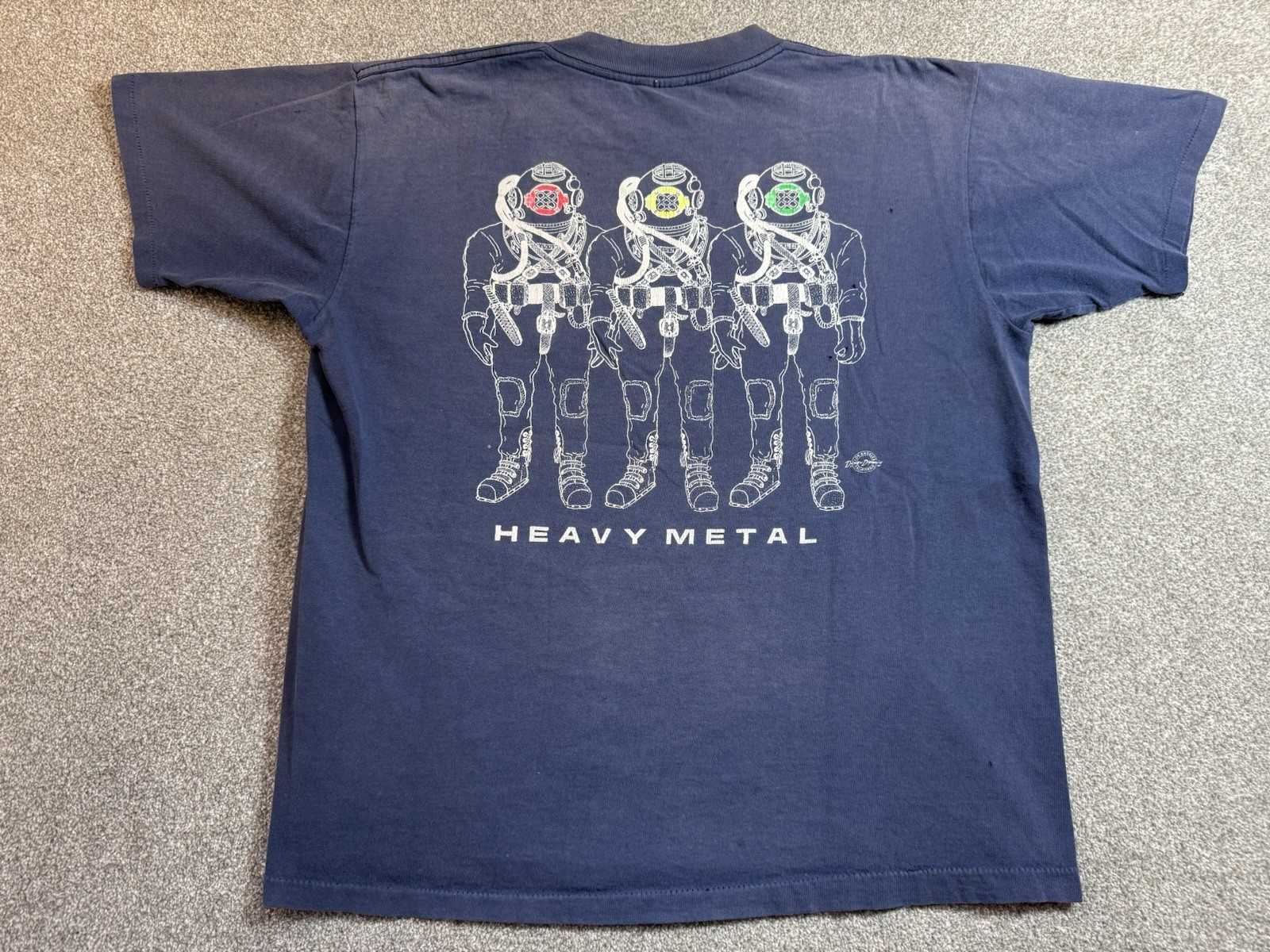 Vintage Blue Naval Experimental Diving Unit Shirt L Navy Diving USN 1980/90s SEE gallery