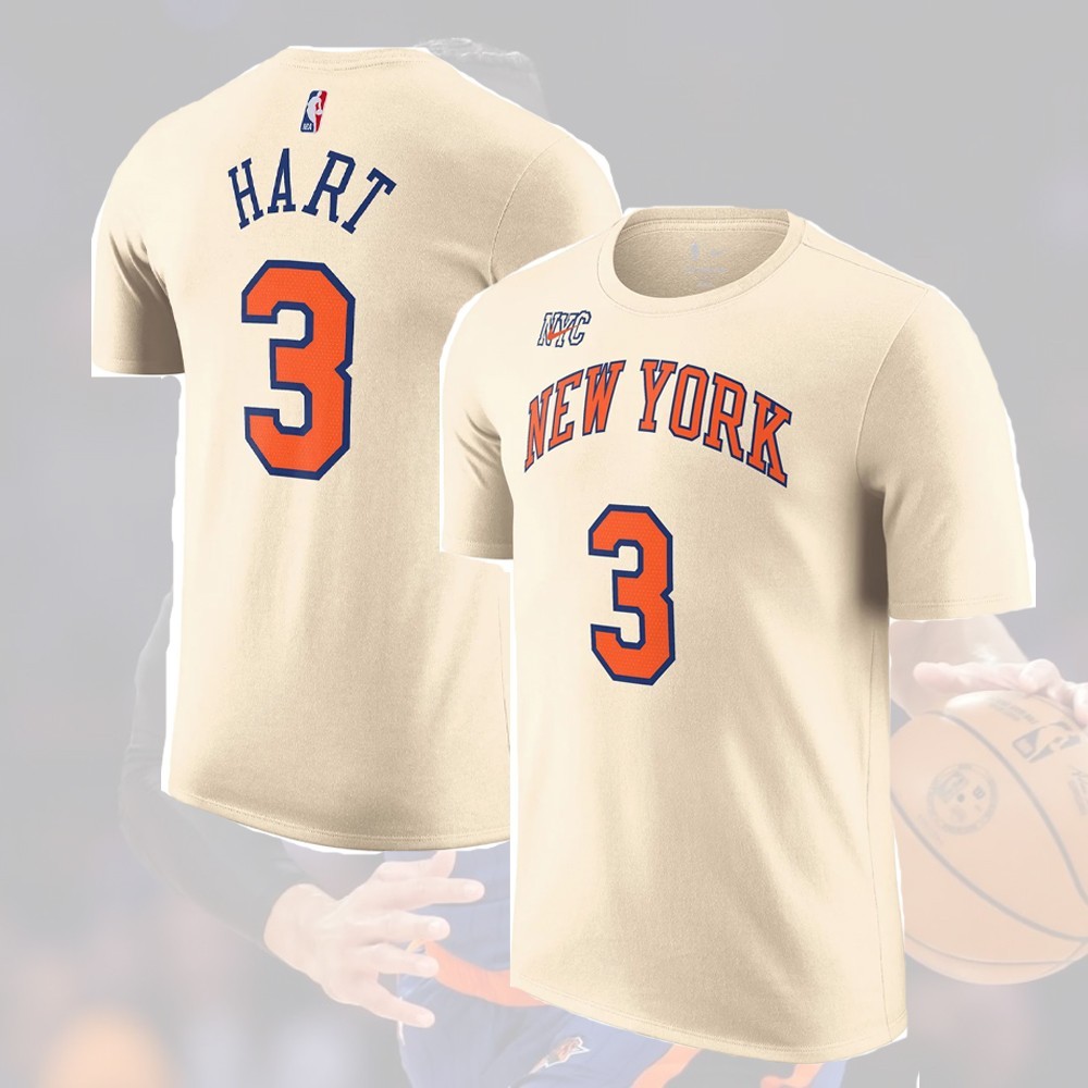 HOT! Josh Hart #3 New York Team 2026 Name and Number Fan Look Full Size gallery