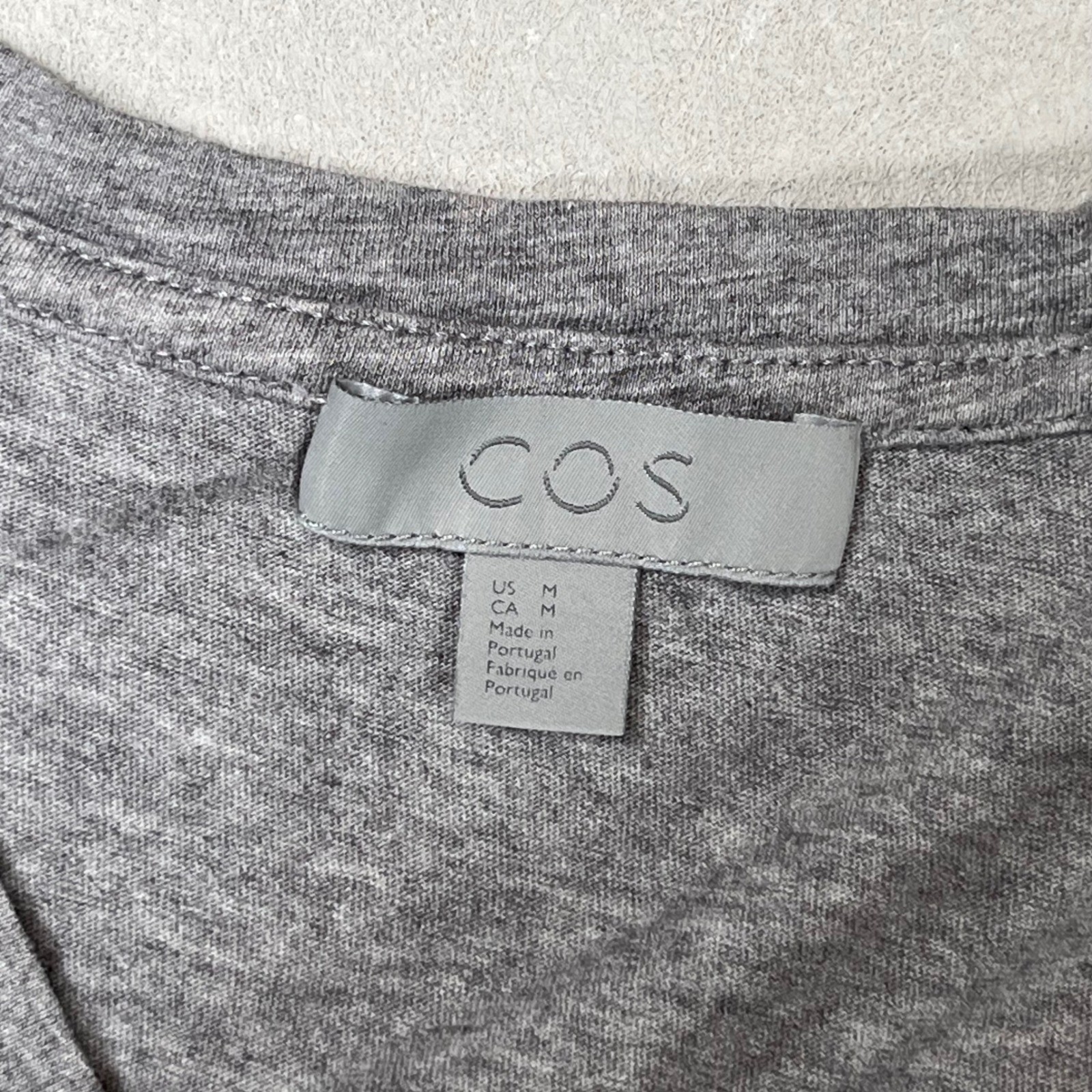 COS Scoop Neck T-Shirt Mens Medium Grey Heathered Cotton Minimalist Tee Casual gallery