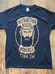 Scroobius Pip Distraction Pieces Podcast Team 3W T-Shirt – Black Gold – Large