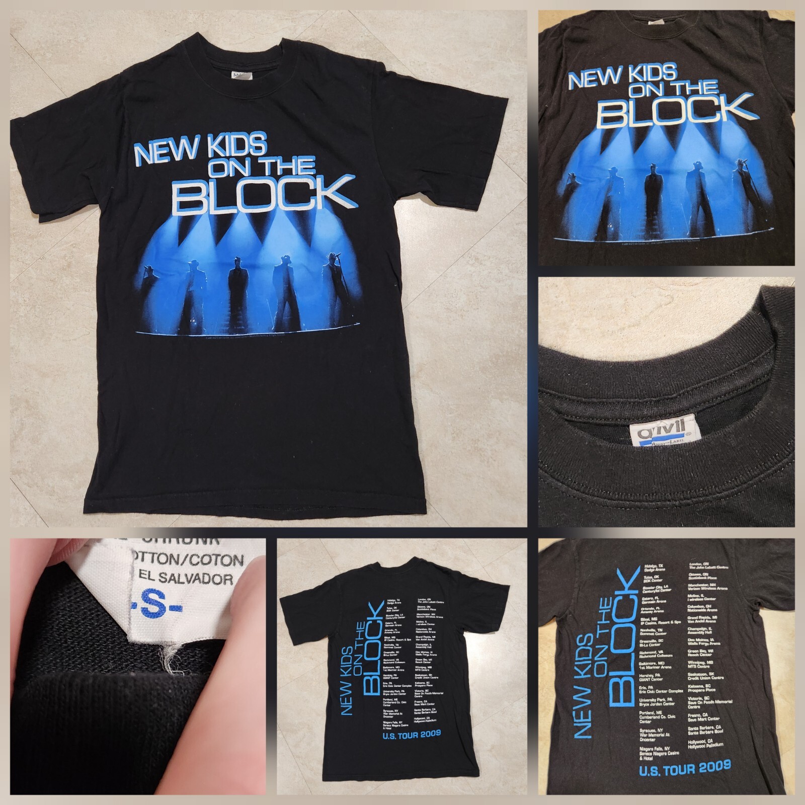 VTG Y2K 2000s New Kids On The Block NKOTB US Tour 2009 S Small Band Tee T Shirt