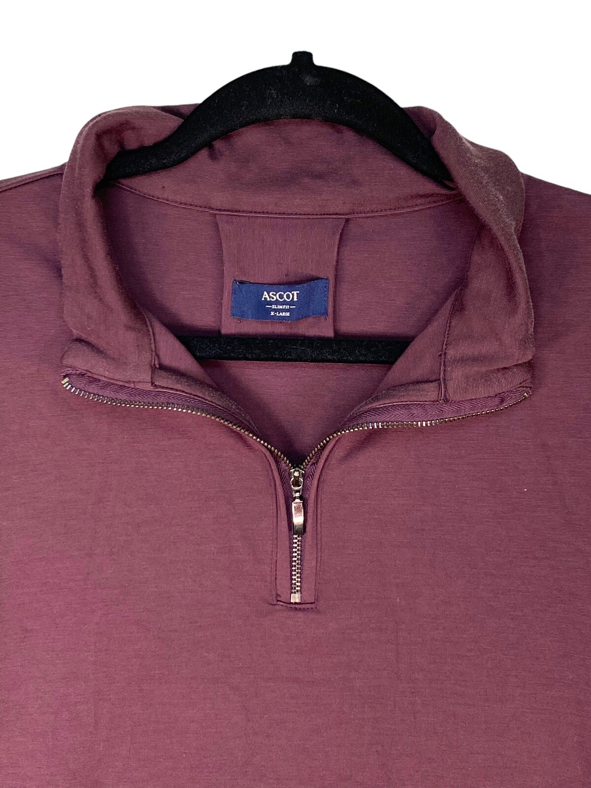 Ascot Long Sleeve 1/4 Zip Shirt XL Slim Fit Men's Maroon Pullover Lightweight gallery