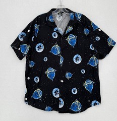 Cakeworthy E.T. The Extra-Terrestrial Space Print Black Button-Up Shirt Sz 3XL