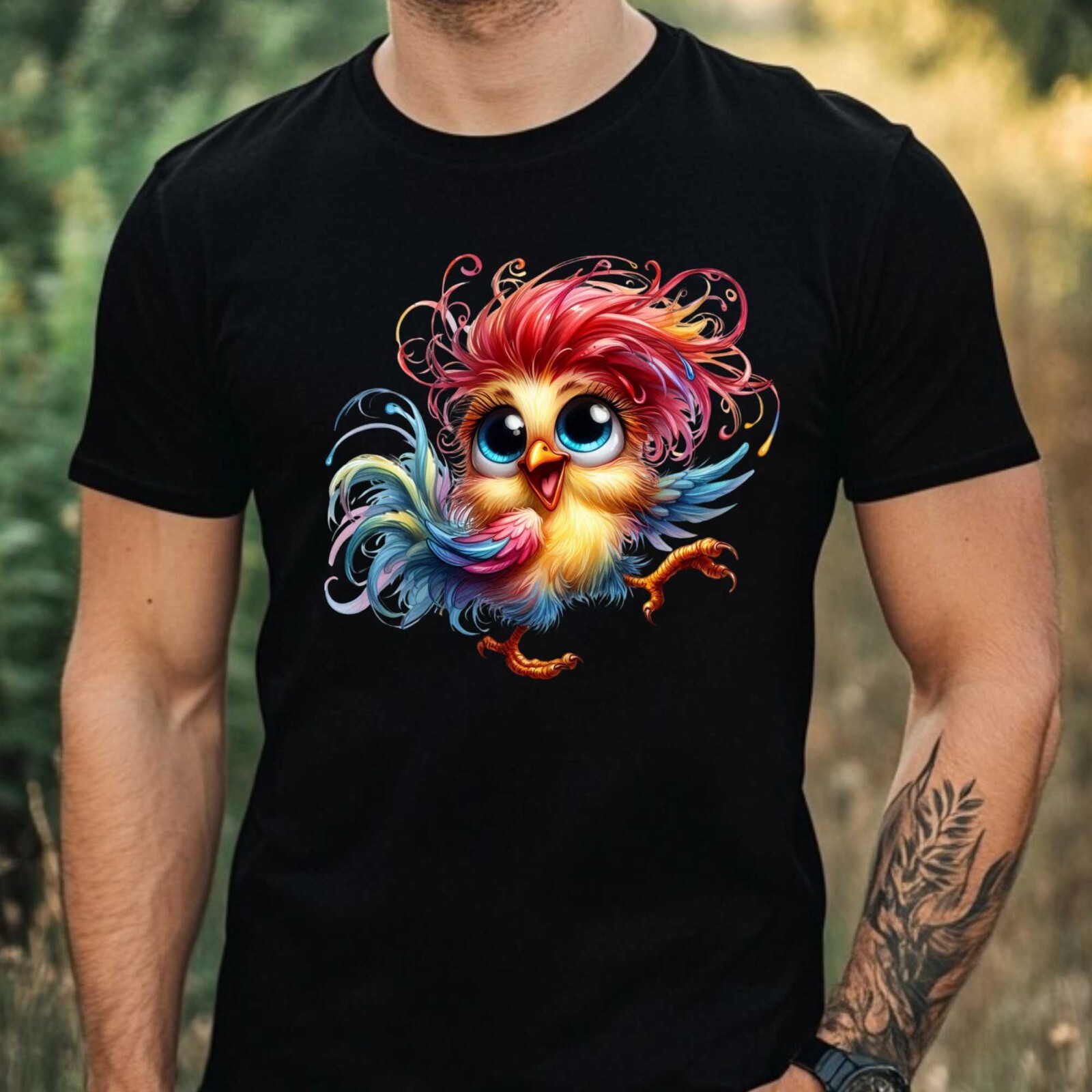 Mens Funny Chicken Print Cotton T-Shirt Size XS to 5XL gallery